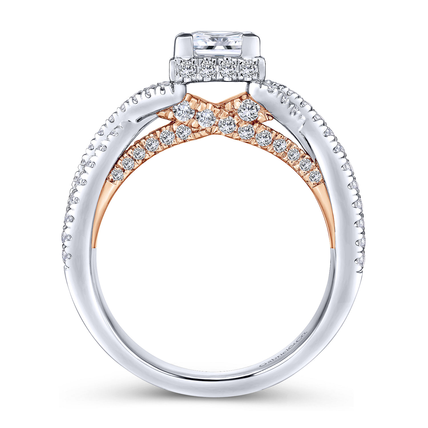 caroline 14k white and rose gold princess cut twisted engagement ring angle 2 - Wedding Rings Princess Cut caroline 14k white and rose gold princess cut twisted engagement ring angle 2 - Wedding Rings Princess Cut