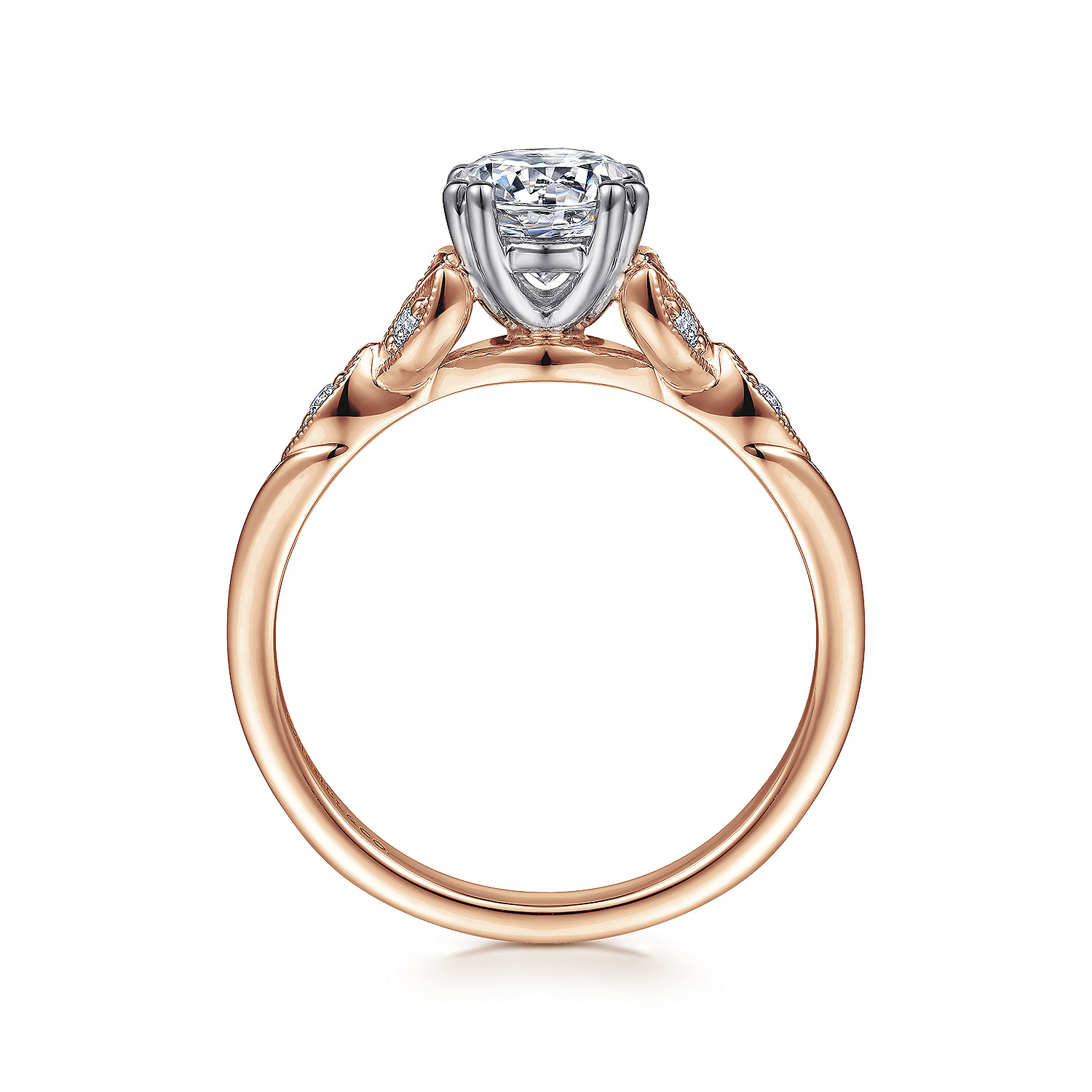 Celia 14k White And Rose Gold Round Straight Engagement Ring angle 2 Celia 14k White And Rose Gold Round Straight Engagement Ring angle 2