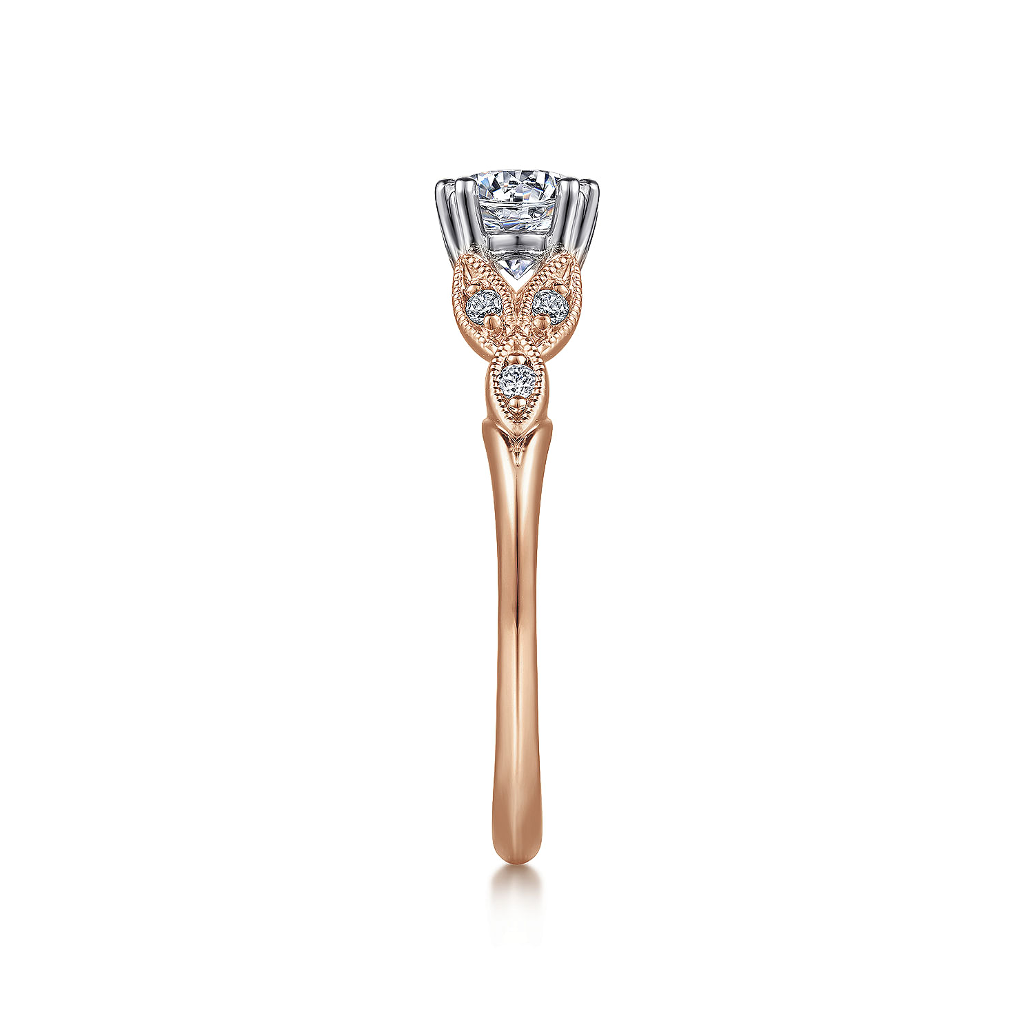 Celia 14k White And Rose Gold Round Straight Engagement Ring angle 5 Celia 14k White And Rose Gold Round Straight Engagement Ring angle 5