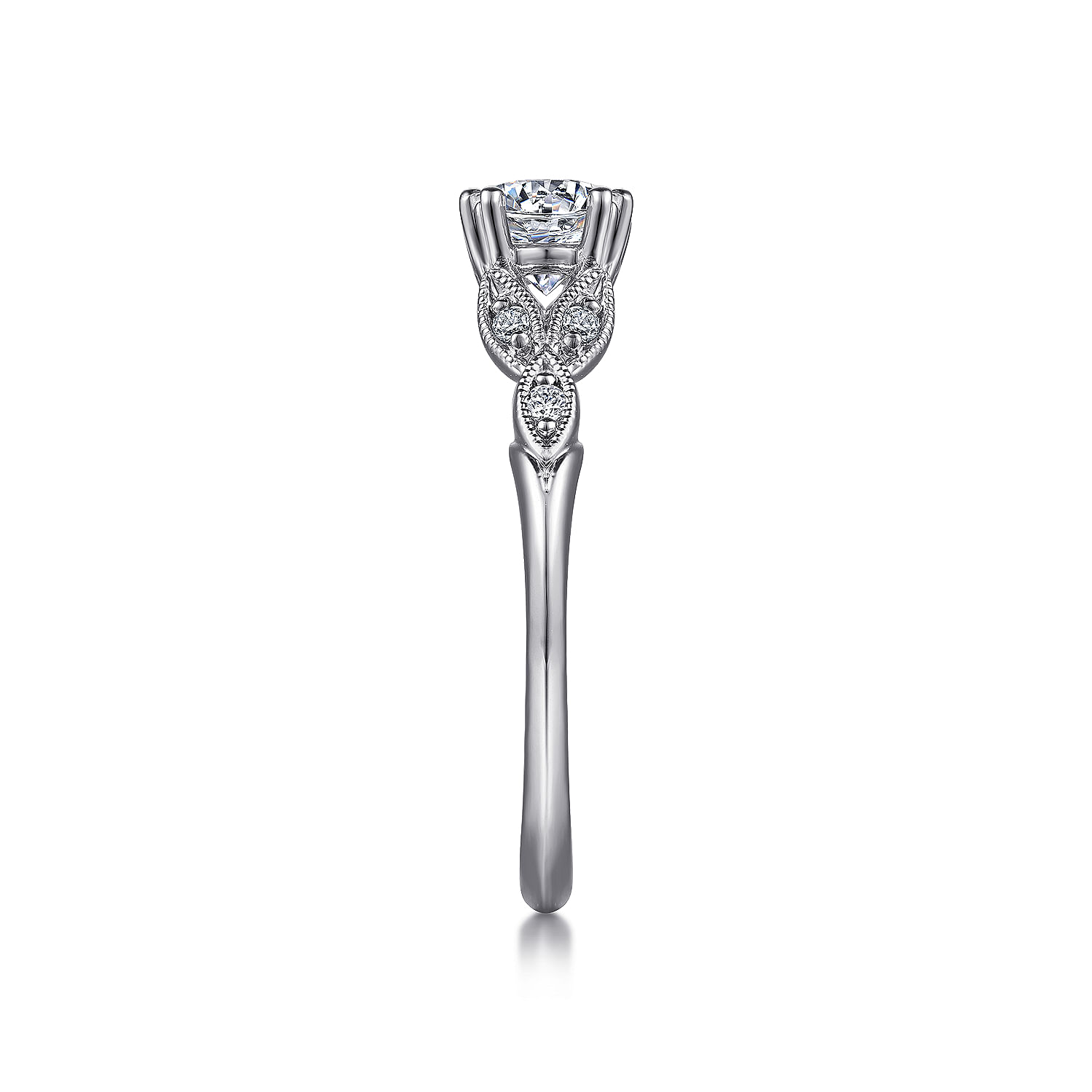 Celia 14k White Gold Round Straight Engagement Ring angle 5 Celia 14k White Gold Round Straight Engagement Ring angle 5
