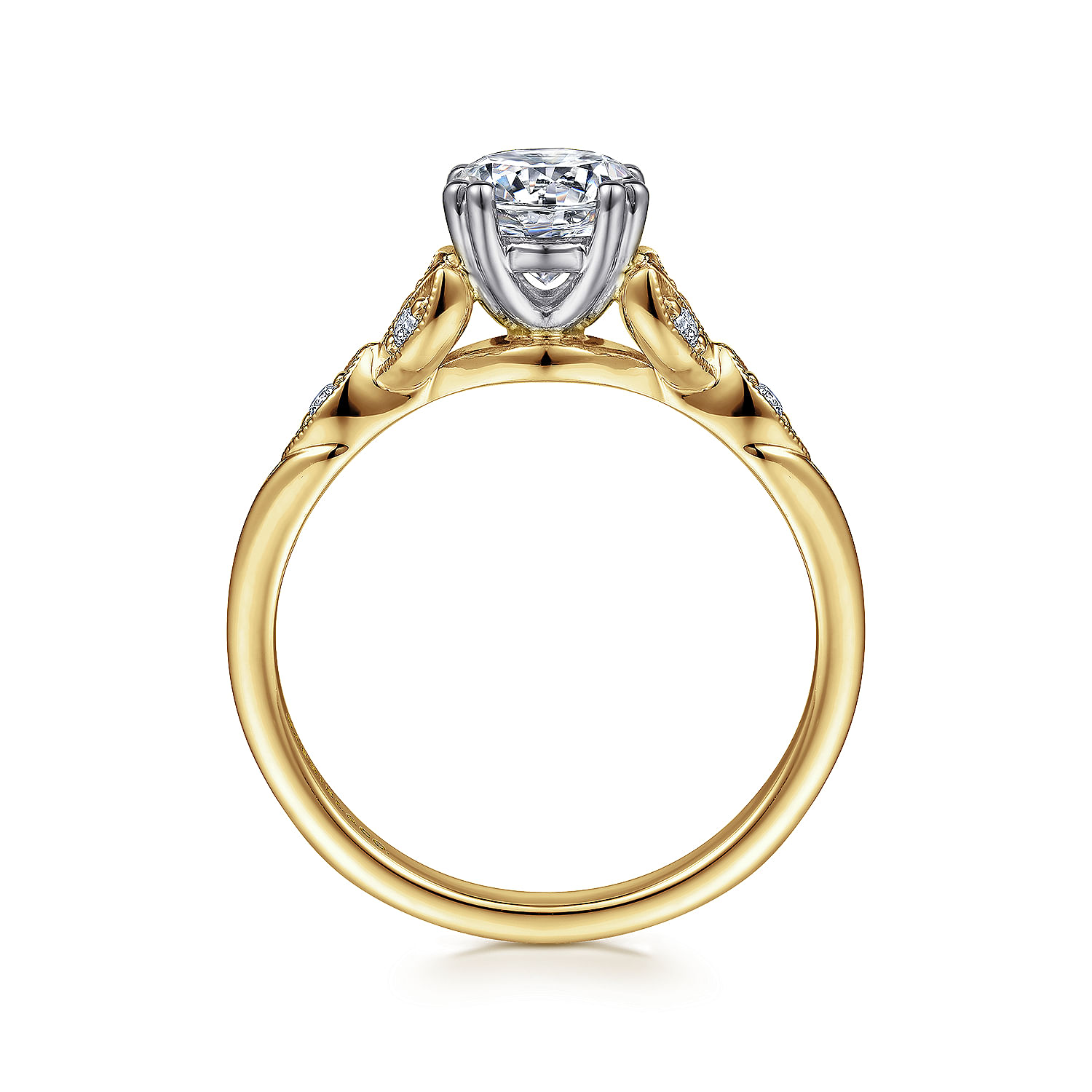 Celia 14k Yellow And White Gold Round Straight Engagement Ring angle 2 Celia 14k Yellow And White Gold Round Straight Engagement Ring angle 2