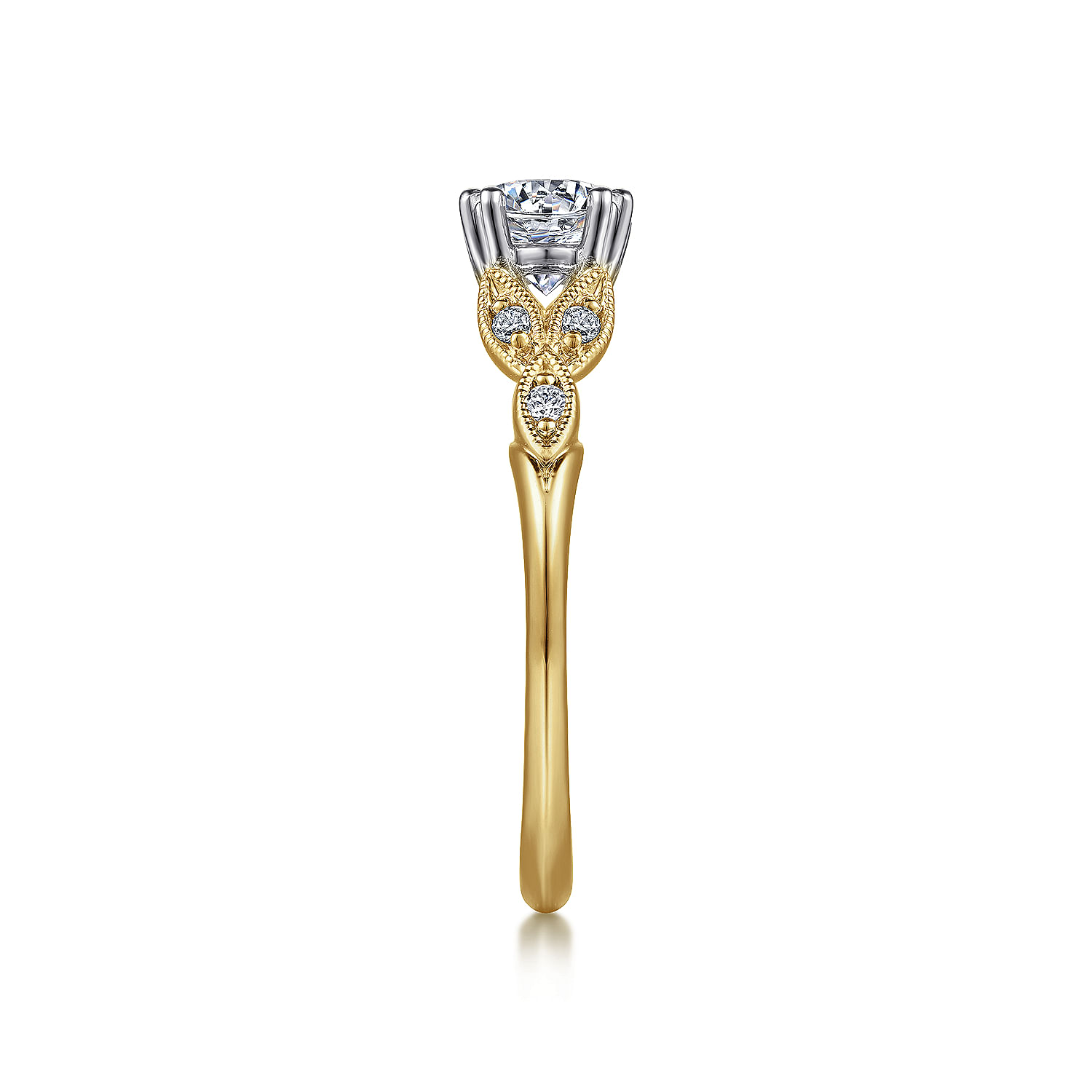 Celia 14k Yellow And White Gold Round Straight Engagement Ring angle 5 Celia 14k Yellow And White Gold Round Straight Engagement Ring angle 5