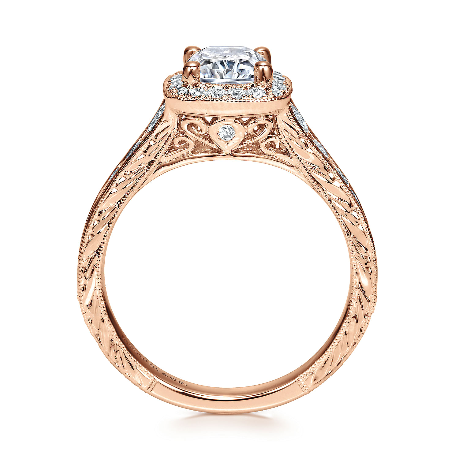 Clementine 14k Rose Gold Cushion Cut Halo Engagement Ring angle 2 Clementine 14k Rose Gold Cushion Cut Halo Engagement Ring angle 2