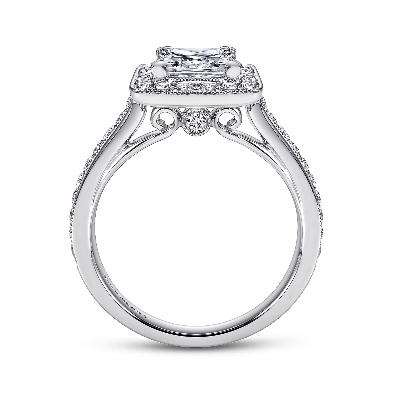 Corinne 14k White Gold Princess Cut Halo Engagement Ring angle 2 Corinne 14k White Gold Princess Cut Halo Engagement Ring angle 2