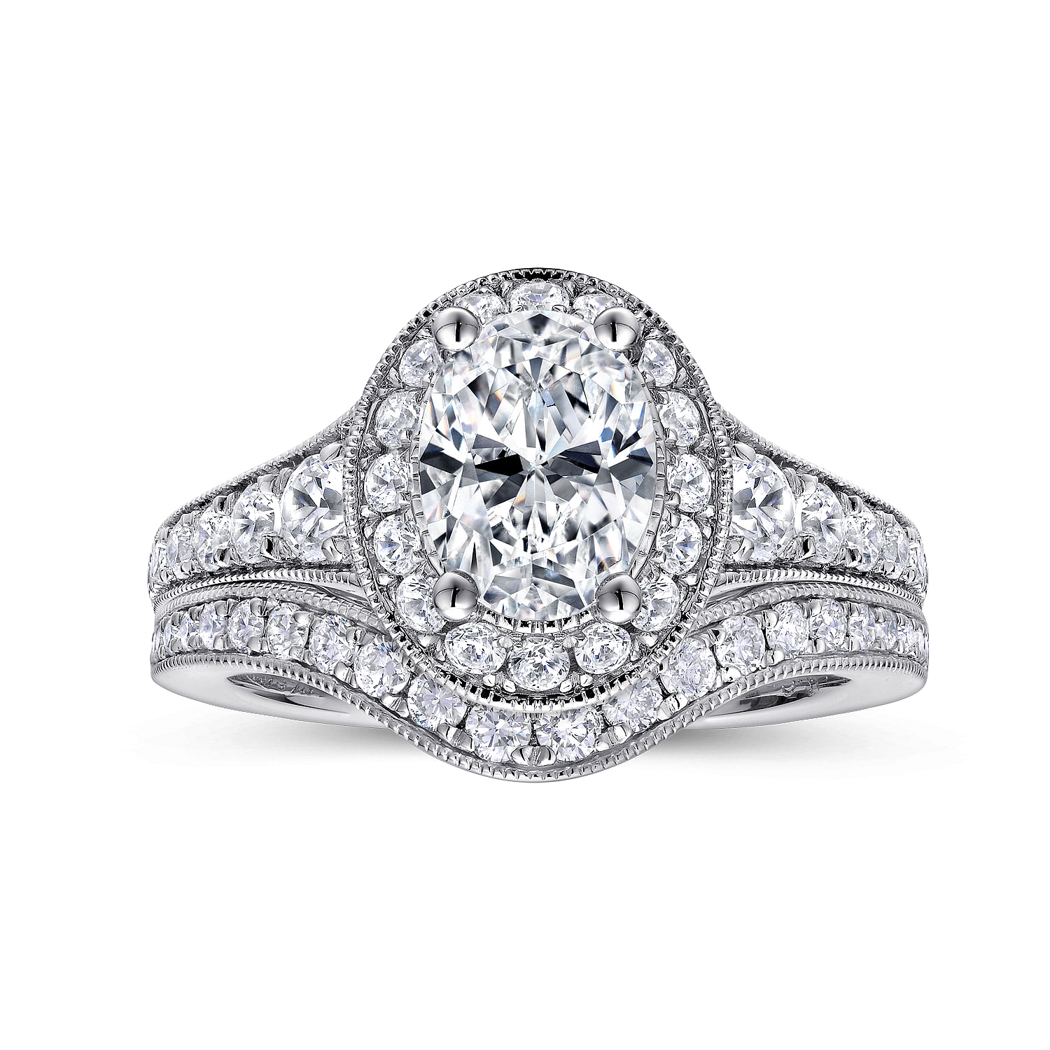 Cortlandt 14k White Gold Oval Halo Engagement Ring angle 4 Cortlandt 14k White Gold Oval Halo Engagement Ring angle 4