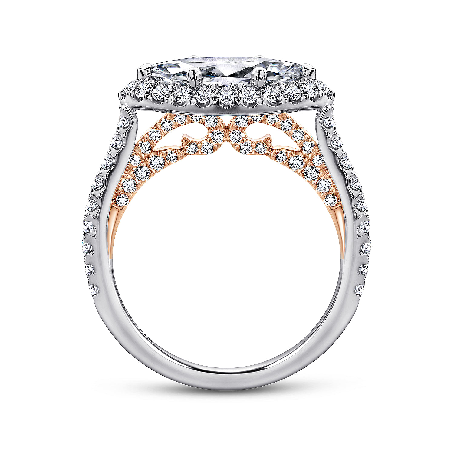 Daphne 18k White And Rose Gold Marquise Halo Engagement Ring angle 2 Daphne 18k White And Rose Gold Marquise Halo Engagement Ring angle 2