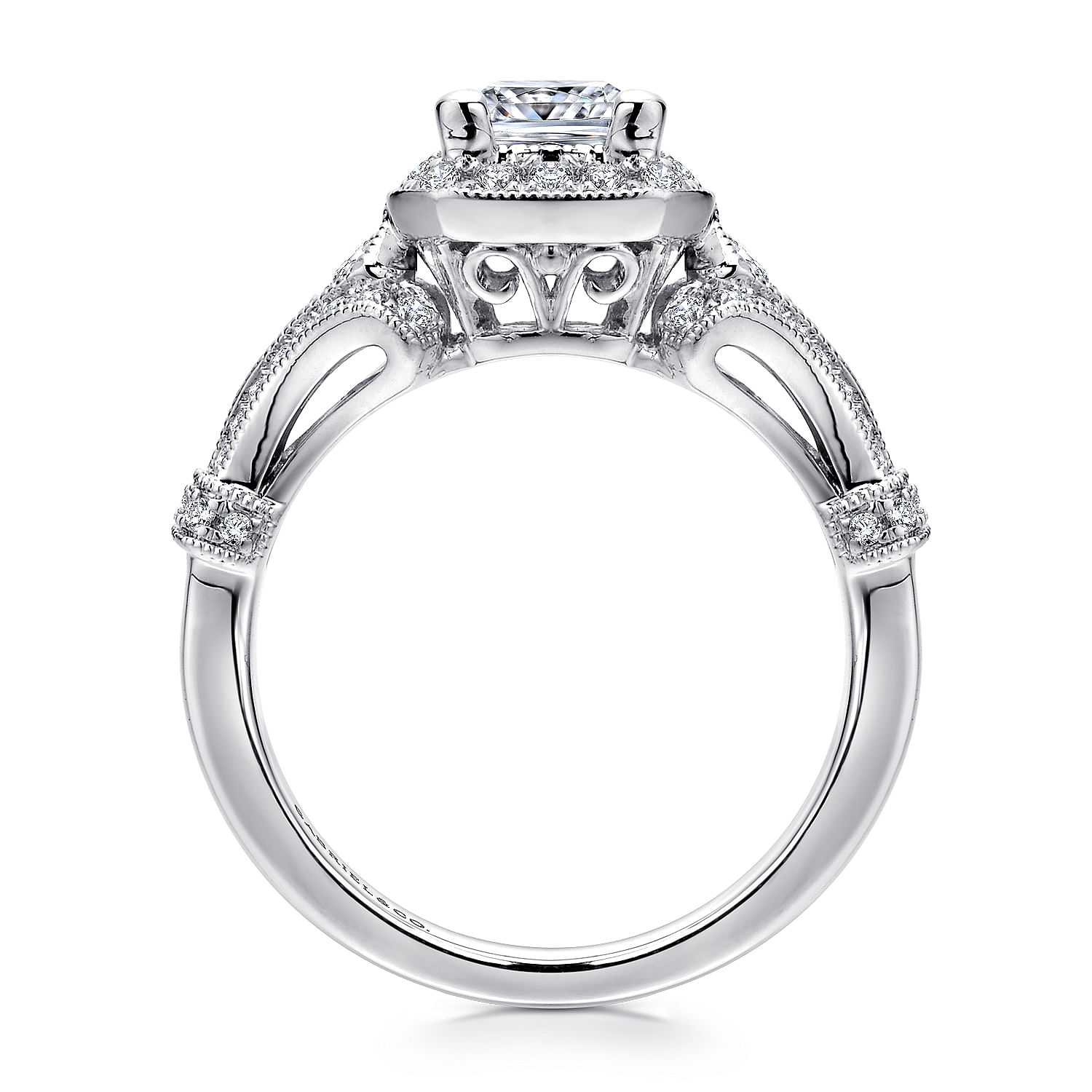 Delilah 14k White Gold Princess Cut Halo Engagement Ring angle 2 Delilah 14k White Gold Princess Cut Halo Engagement Ring angle 2