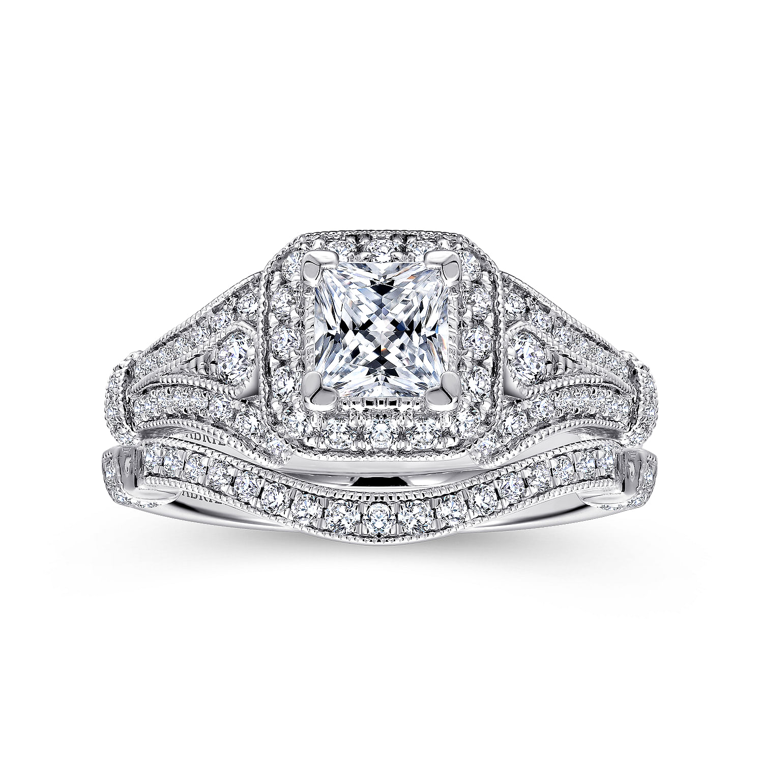 Delilah 14k White Gold Princess Cut Halo Engagement Ring angle 4 Delilah 14k White Gold Princess Cut Halo Engagement Ring angle 4