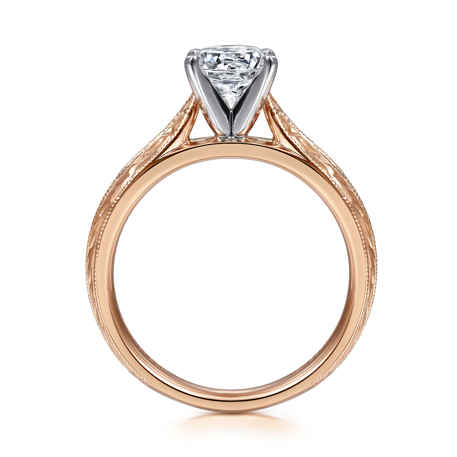 Della 14k White And Rose Gold Round Straight Engagement Ring | ER6707T4JJJ