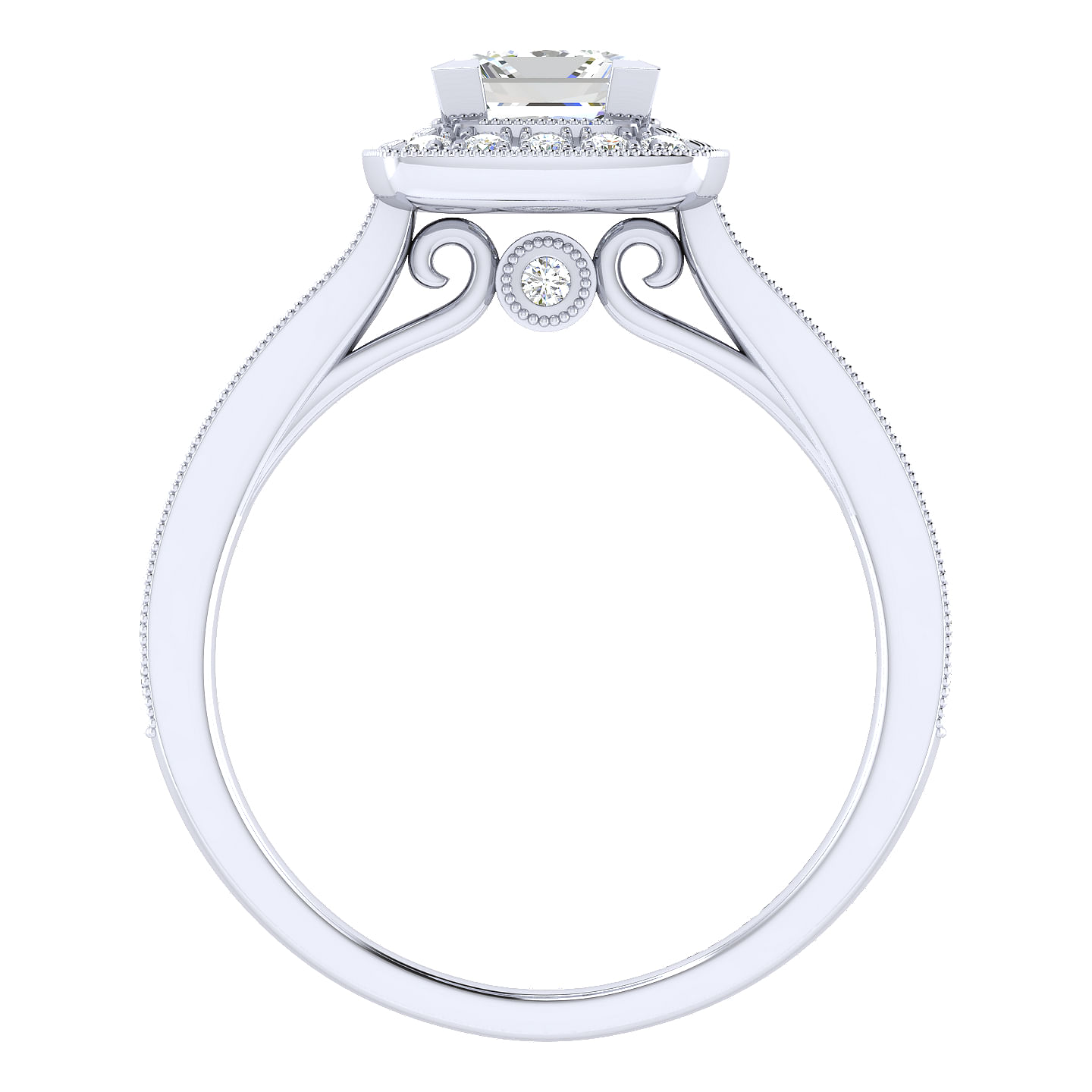 Edith 14k White Gold Princess Cut Halo Engagement Ring angle 2 Edith 14k White Gold Princess Cut Halo Engagement Ring angle 2