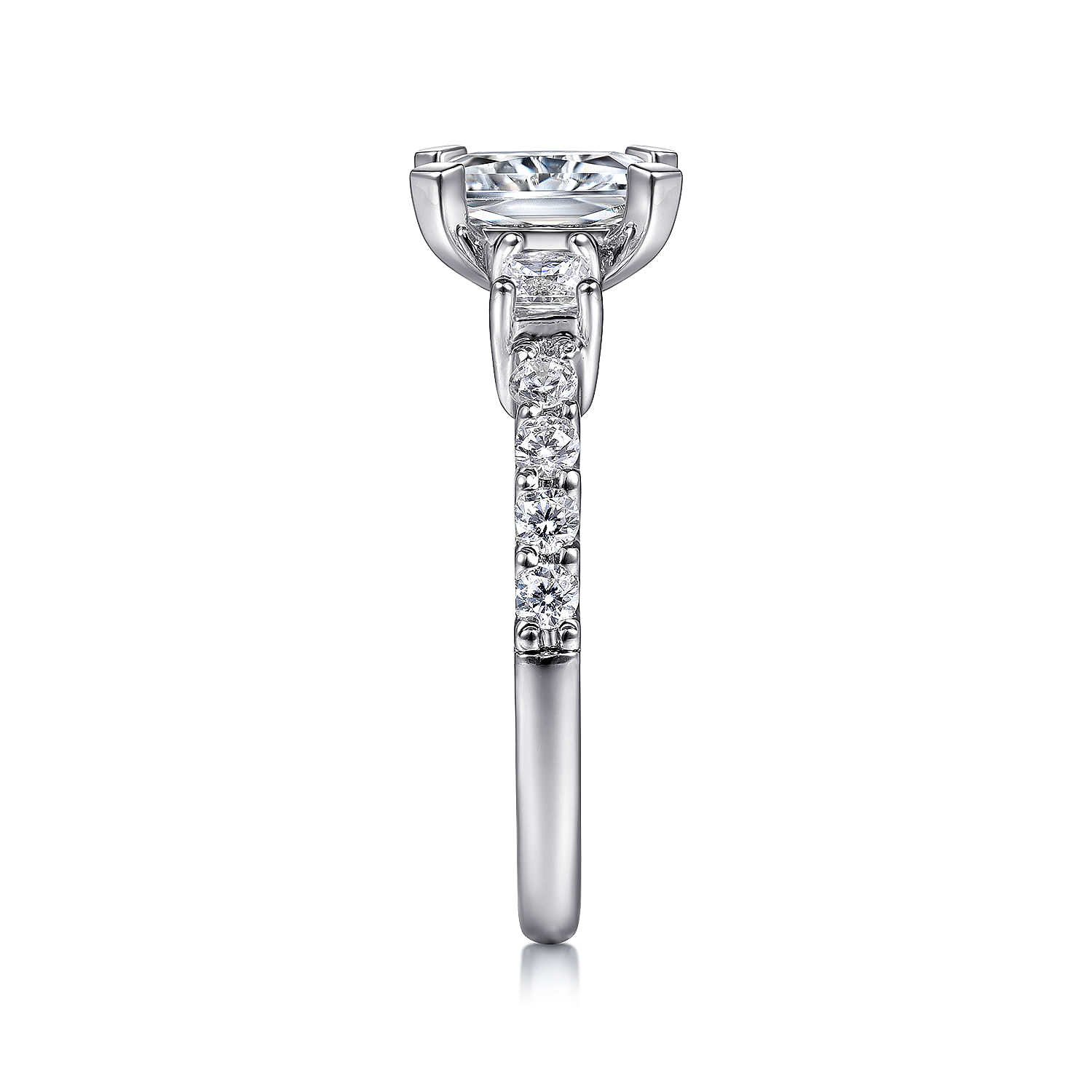 Emerson 14k White Gold Emerald Cut 3 Stones Engagement Ring angle 5 Emerson 14k White Gold Emerald Cut 3 Stones Engagement Ring angle 5
