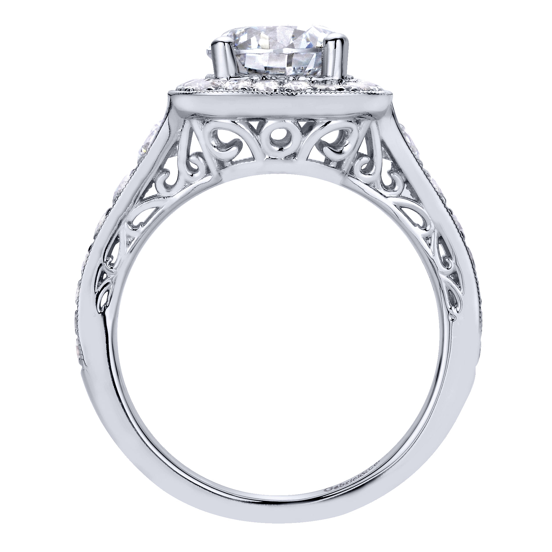 Florence 14k White Gold Round Halo Engagement Ring angle 2 Florence 14k White Gold Round Halo Engagement Ring angle 2