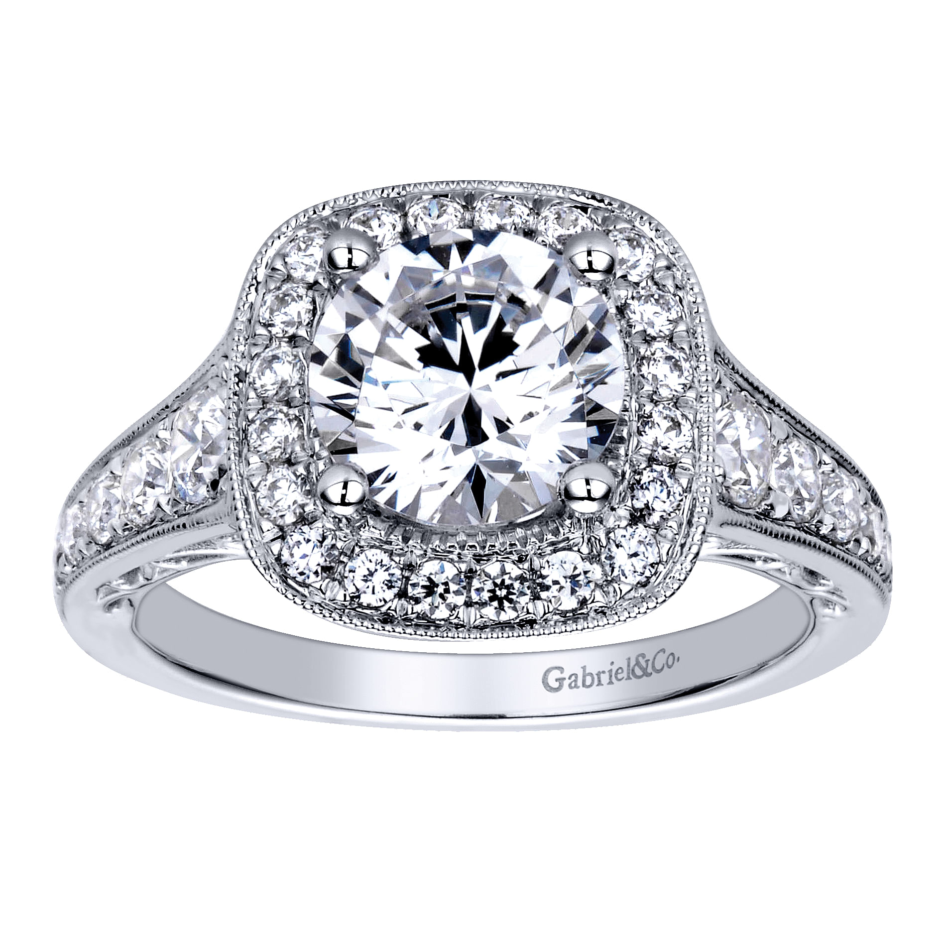 Florence 14k White Gold Round Halo Engagement Ring angle 5 Florence 14k White Gold Round Halo Engagement Ring angle 5