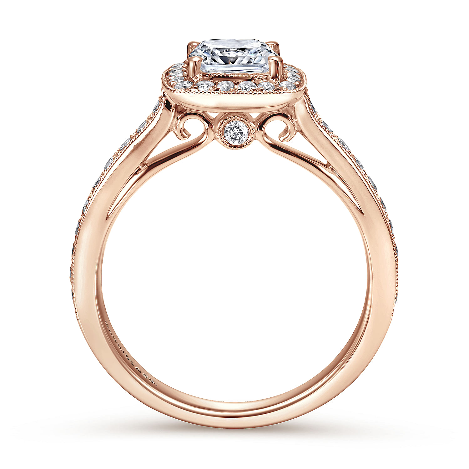 Harper 14k Rose Gold Cushion Cut Halo Engagement Ring angle 2 Harper 14k Rose Gold Cushion Cut Halo Engagement Ring angle 2