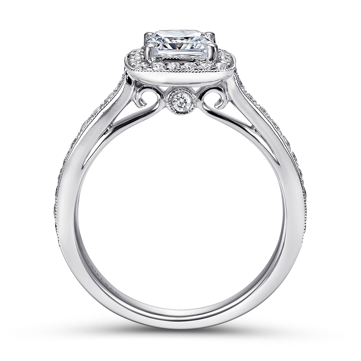 Harper 14k White Gold Cushion Cut Halo Engagement Ring angle 2 Harper 14k White Gold Cushion Cut Halo Engagement Ring angle 2