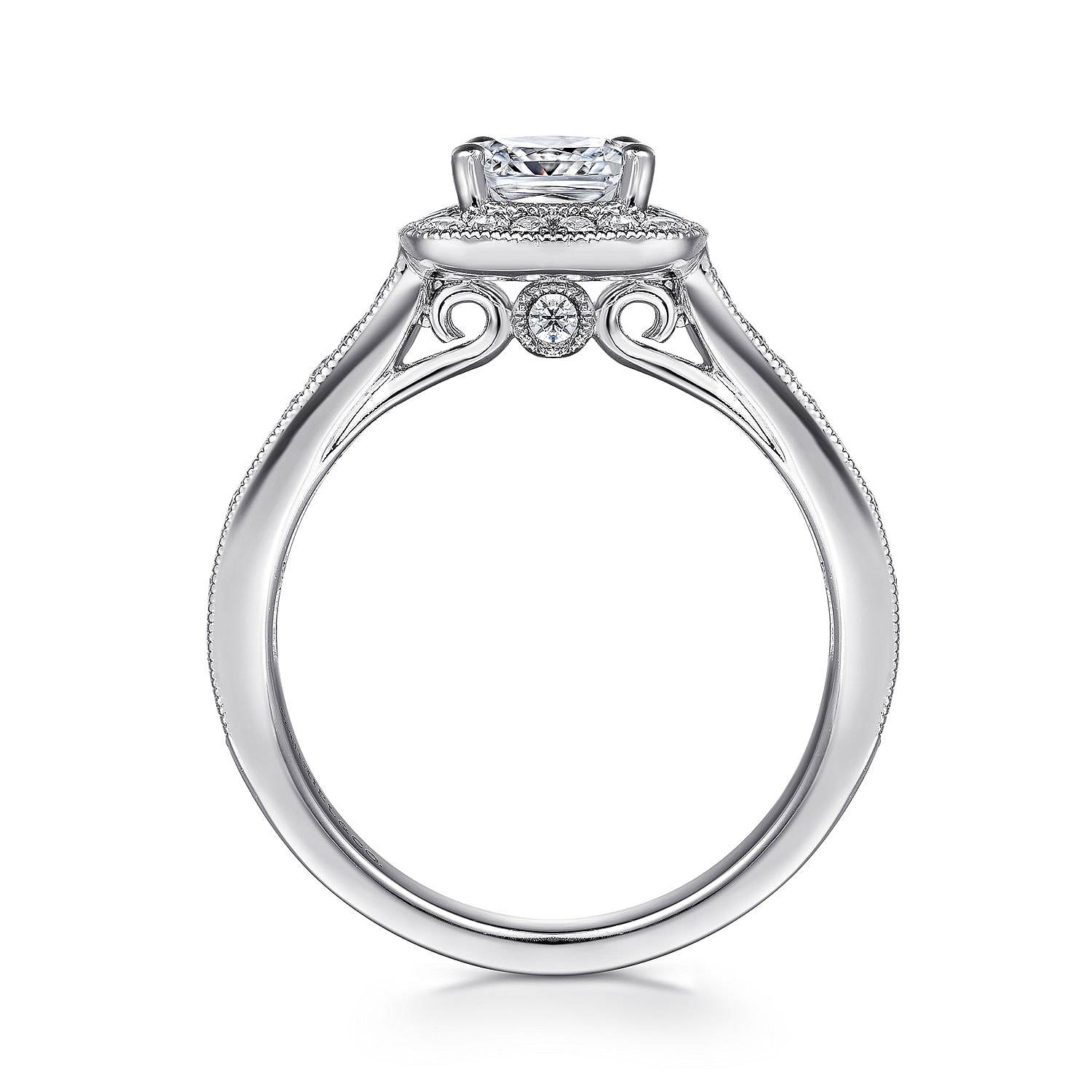Harper 14k White Gold Cushion Cut Halo Engagement Ring angle 2 Harper 14k White Gold Cushion Cut Halo Engagement Ring angle 2