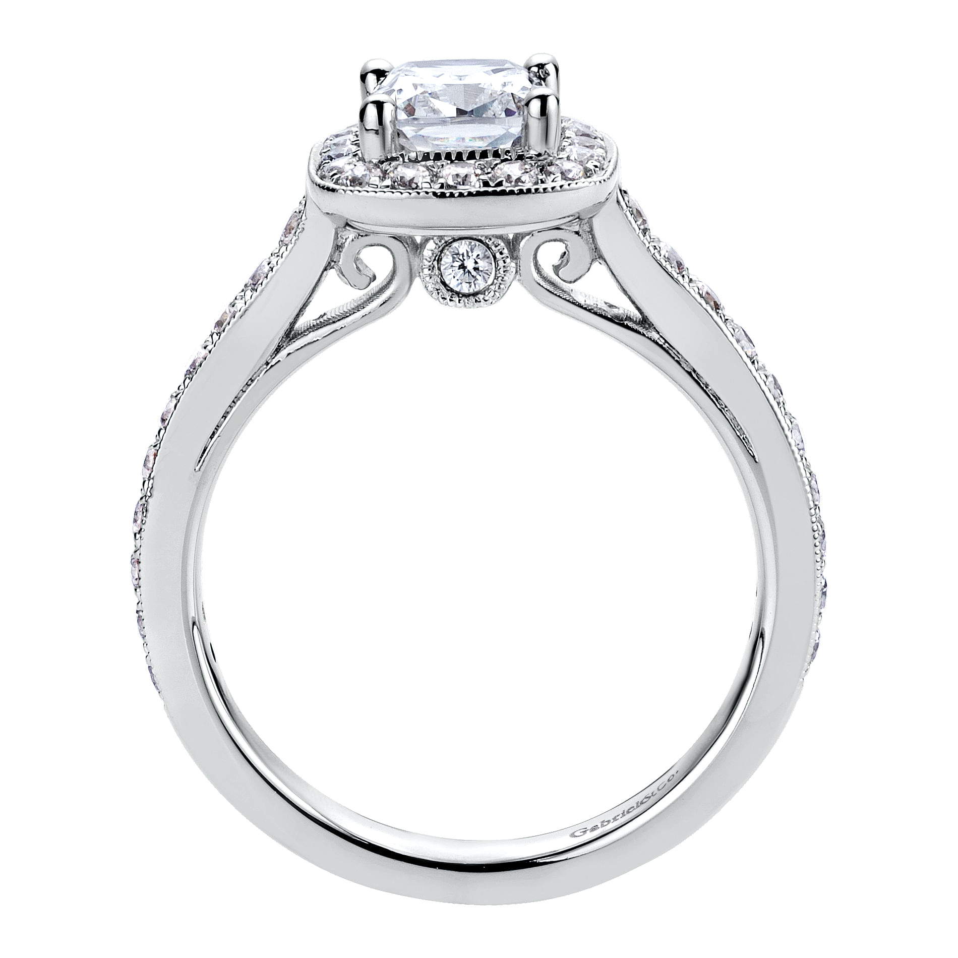 Harper 14k White Gold Cushion Cut Halo Engagement Ring angle 2 Harper 14k White Gold Cushion Cut Halo Engagement Ring angle 2
