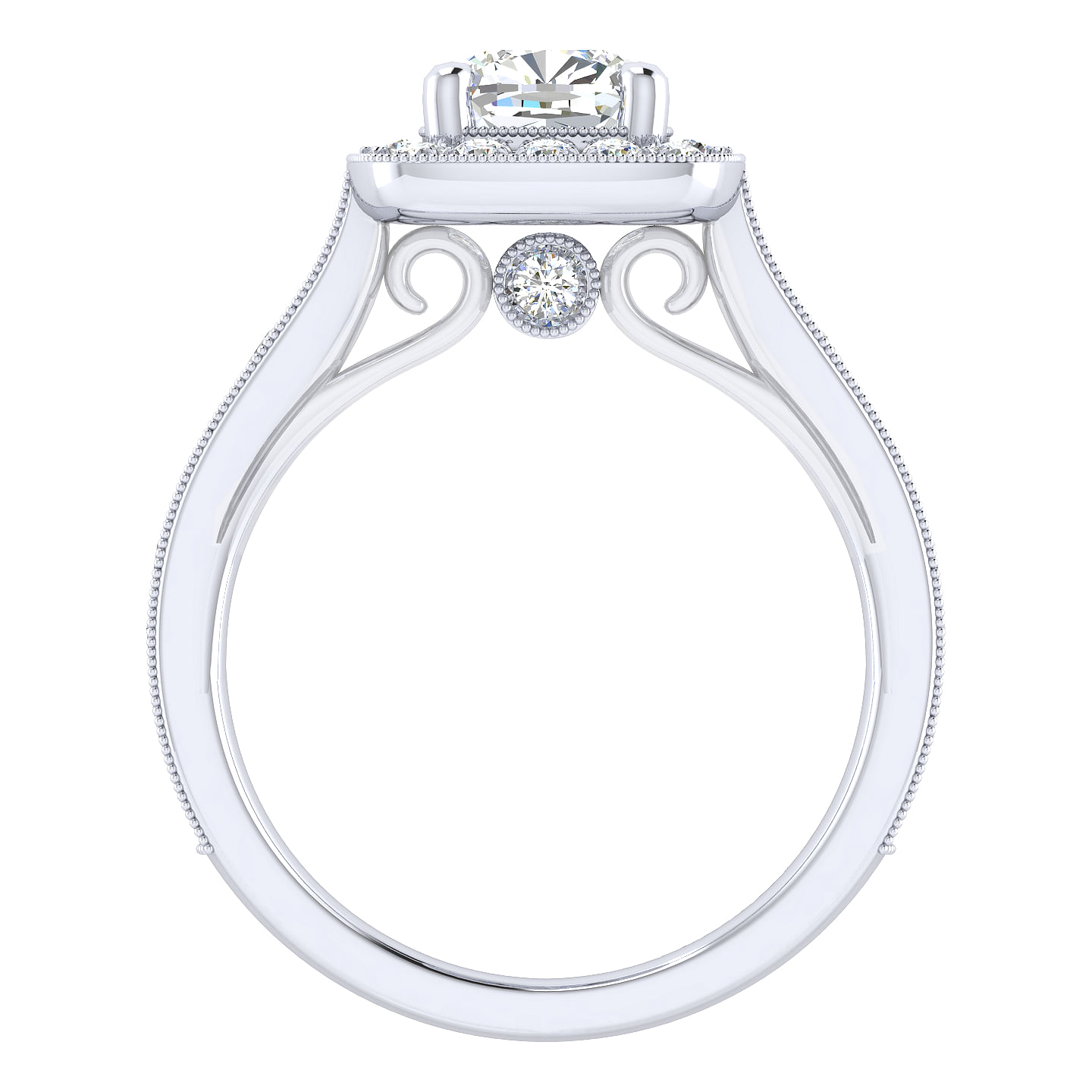 Harper 14k White Gold Cushion Cut Straight Engagement Ring angle 2 Harper 14k White Gold Cushion Cut Straight Engagement Ring angle 2