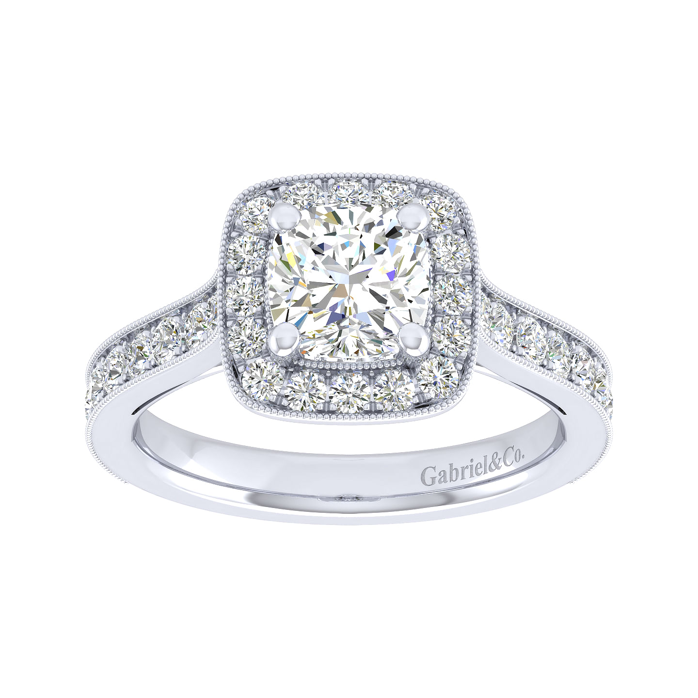 Harper 14k White Gold Cushion Cut Straight Engagement Ring angle 5 Harper 14k White Gold Cushion Cut Straight Engagement Ring angle 5