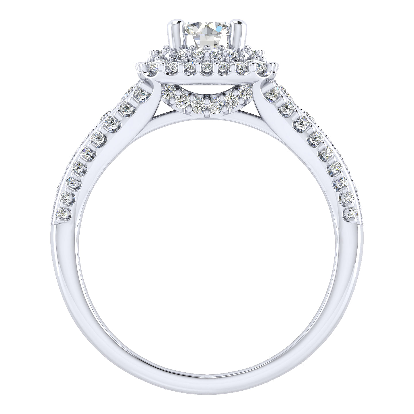 Henrietta 14k White Gold Round Double Halo Engagement Ring angle 2 Henrietta 14k White Gold Round Double Halo Engagement Ring angle 2
