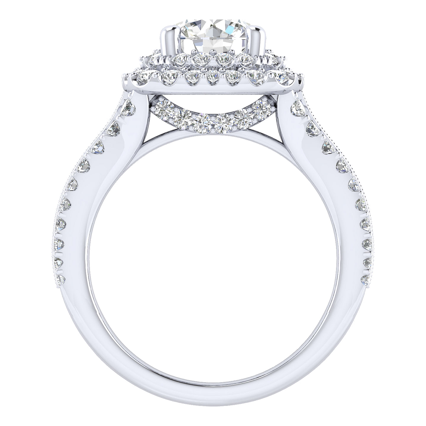 Henrietta 14k White Gold Round Double Halo Engagement Ring angle 2 Henrietta 14k White Gold Round Double Halo Engagement Ring angle 2