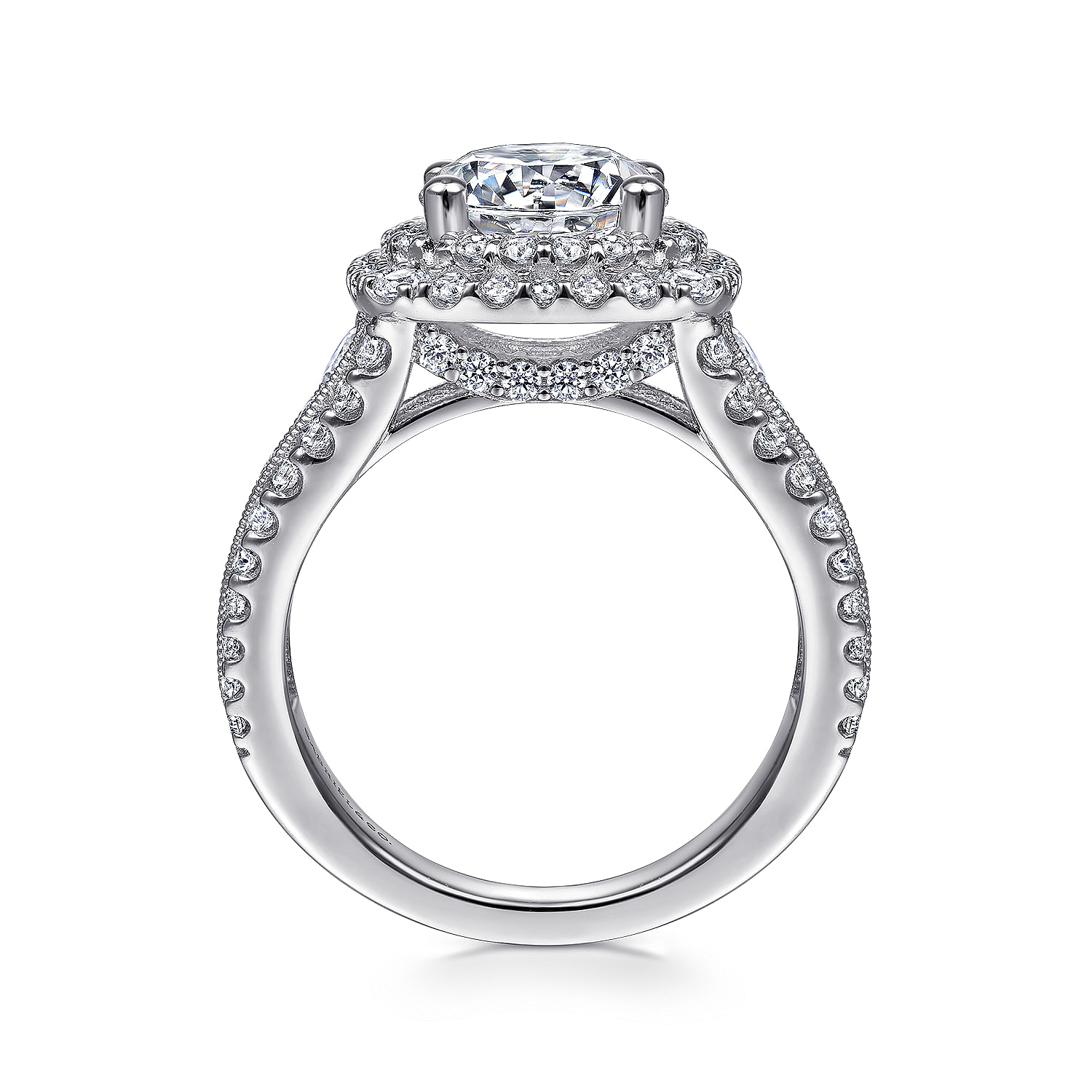 Henrietta 14k White Gold Round Double Halo Engagement Ring angle 2 Henrietta 14k White Gold Round Double Halo Engagement Ring angle 2