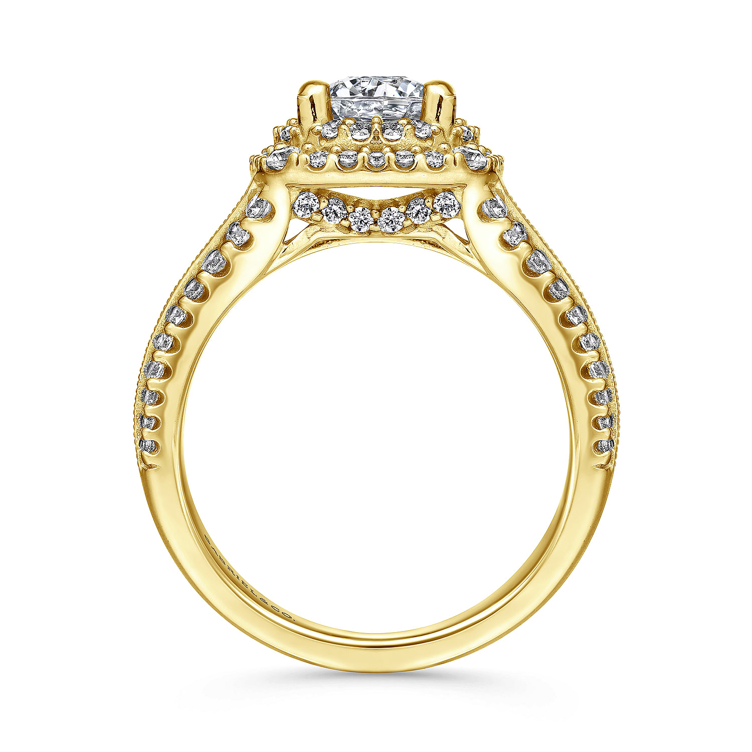 Henrietta 14k Yellow Gold Round Double Halo Engagement Ring angle 2 Henrietta 14k Yellow Gold Round Double Halo Engagement Ring angle 2