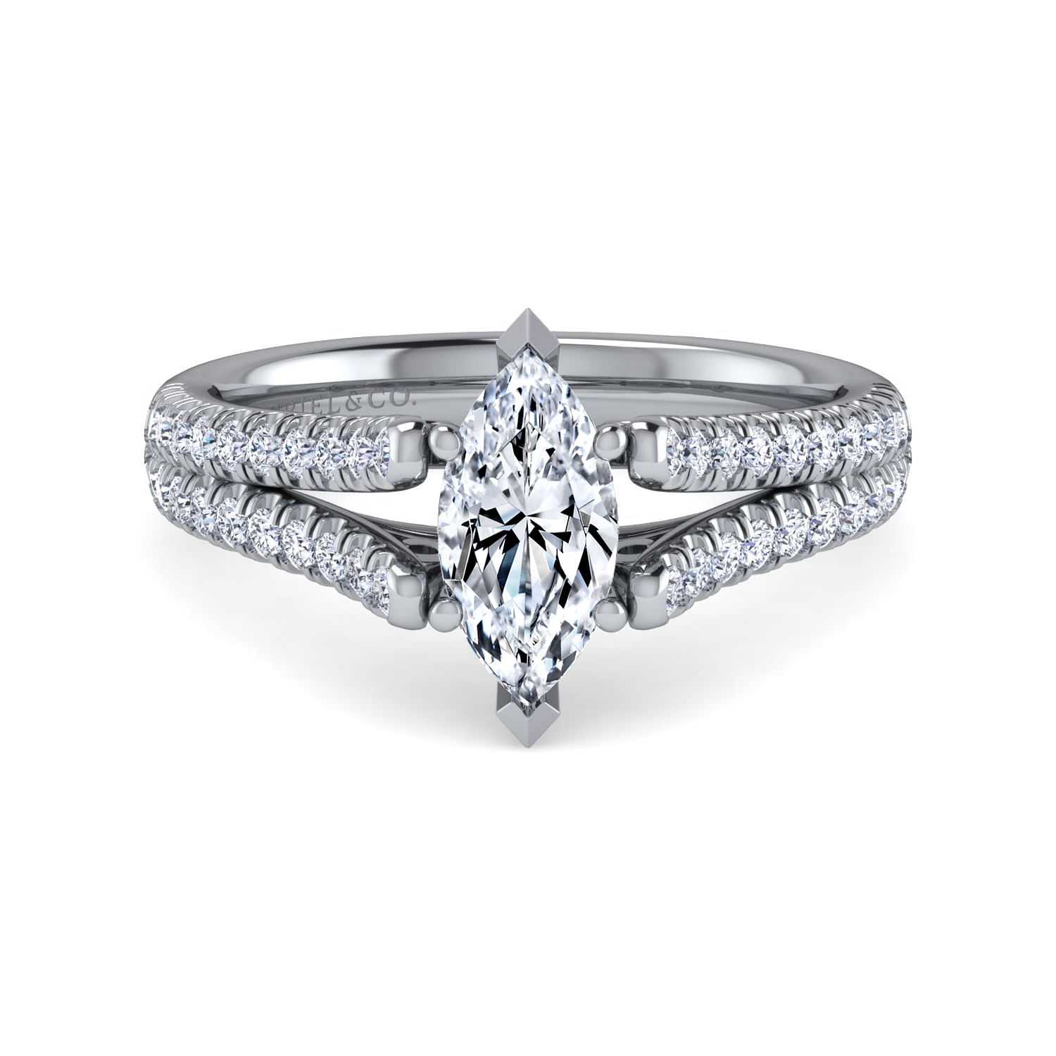 Janelle 14k White Gold Marquise Split Shank Engagement Ring angle 1 Janelle 14k White Gold Marquise Split Shank Engagement Ring angle 1
