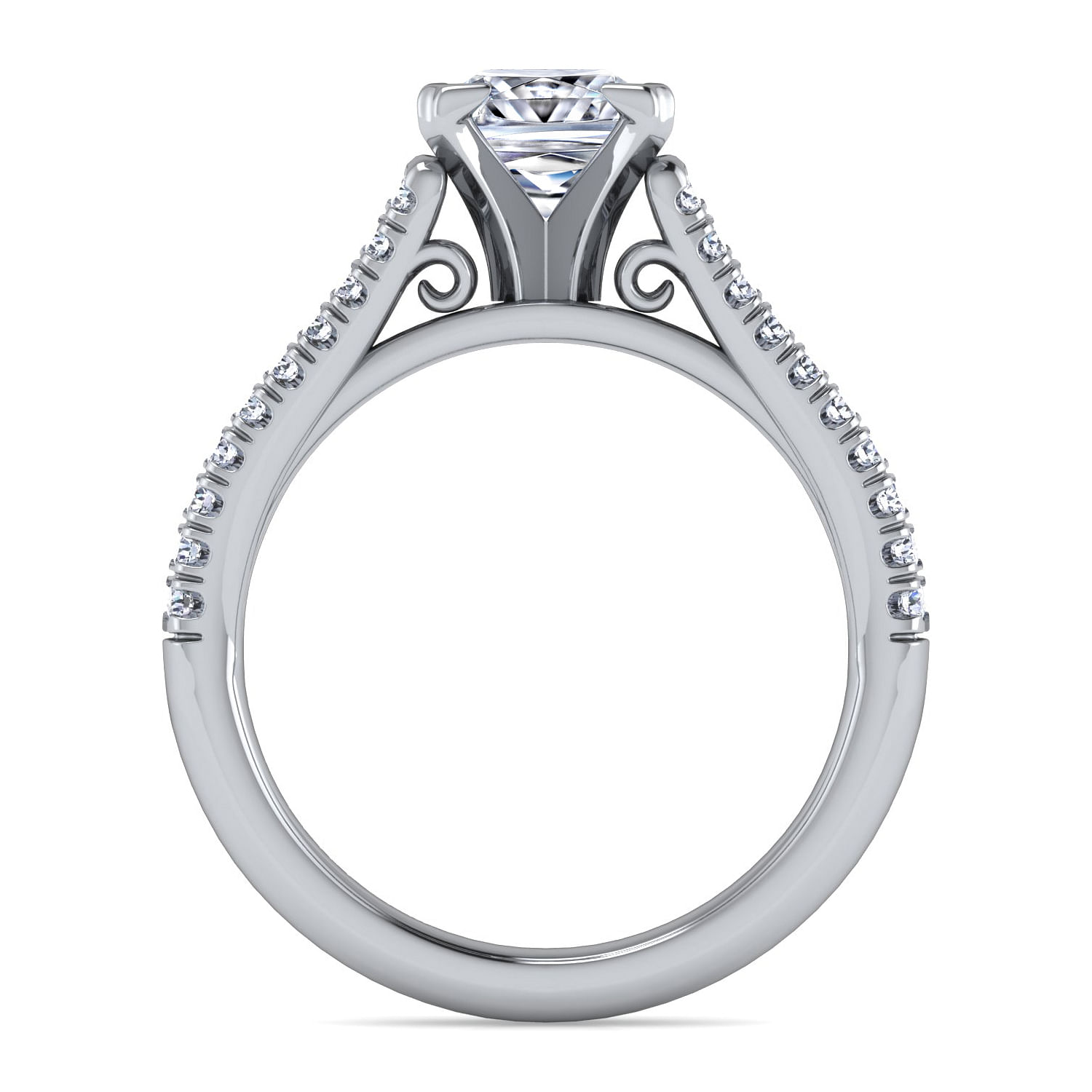 Janelle 14k White Gold Princess Cut Split Shank Engagement Ring angle 2 Janelle 14k White Gold Princess Cut Split Shank Engagement Ring angle 2