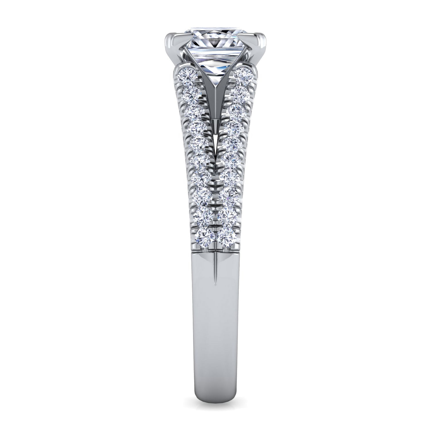 Janelle 14k White Gold Princess Cut Split Shank Engagement Ring angle 5 Janelle 14k White Gold Princess Cut Split Shank Engagement Ring angle 5