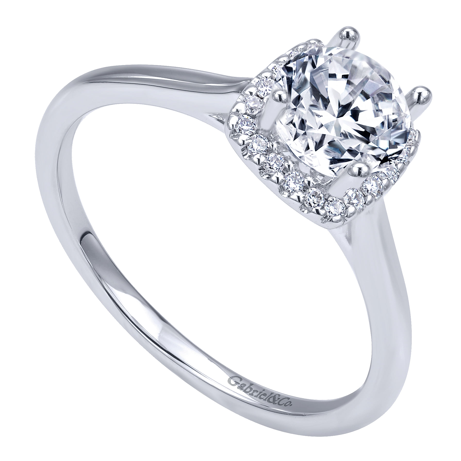 Jenna 14k White Gold Round Halo Engagement Ring angle 3 Jenna 14k White Gold Round Halo Engagement Ring angle 3