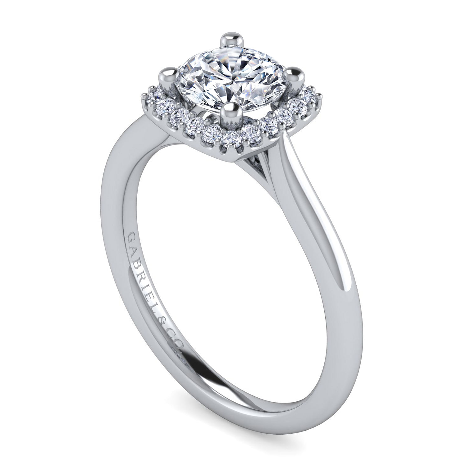 Jenna 14k White Gold Round Halo Engagement Ring angle 3 Jenna 14k White Gold Round Halo Engagement Ring angle 3