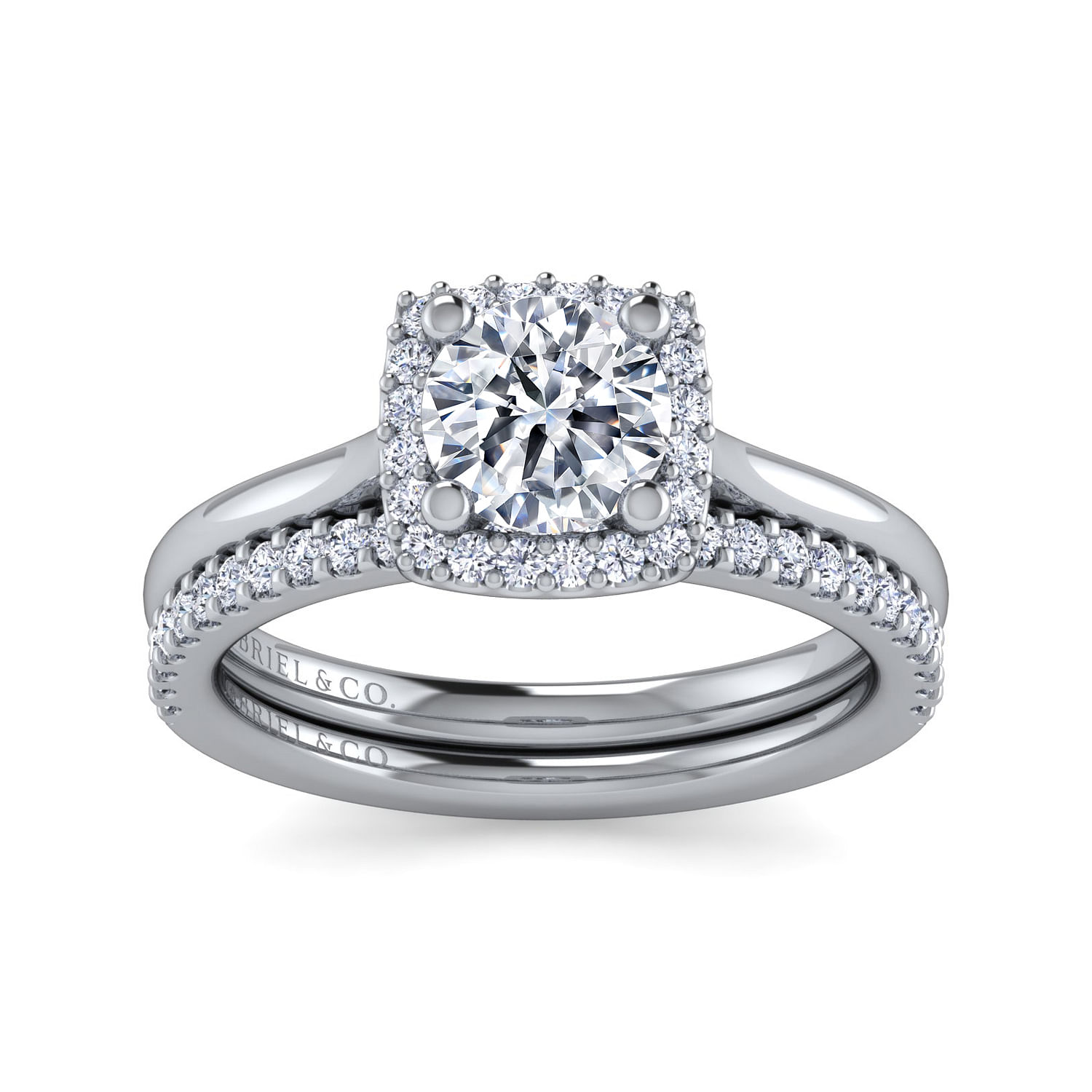 Jenna 14k White Gold Round Halo Engagement Ring angle 4 Jenna 14k White Gold Round Halo Engagement Ring angle 4