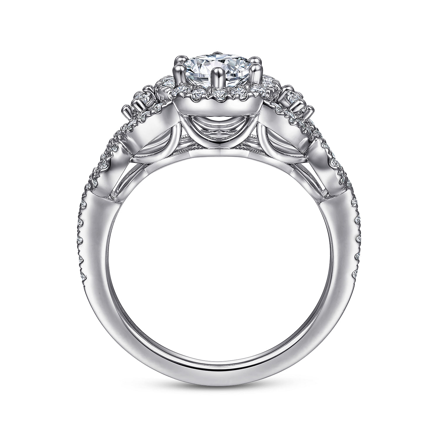 Kalinda 14k White Gold Round Halo Engagement Ring angle 2 Kalinda 14k White Gold Round Halo Engagement Ring angle 2