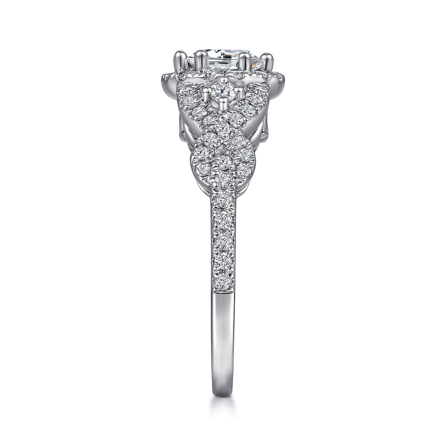 Kalinda 14k White Gold Round Halo Engagement Ring angle 5 Kalinda 14k White Gold Round Halo Engagement Ring angle 5