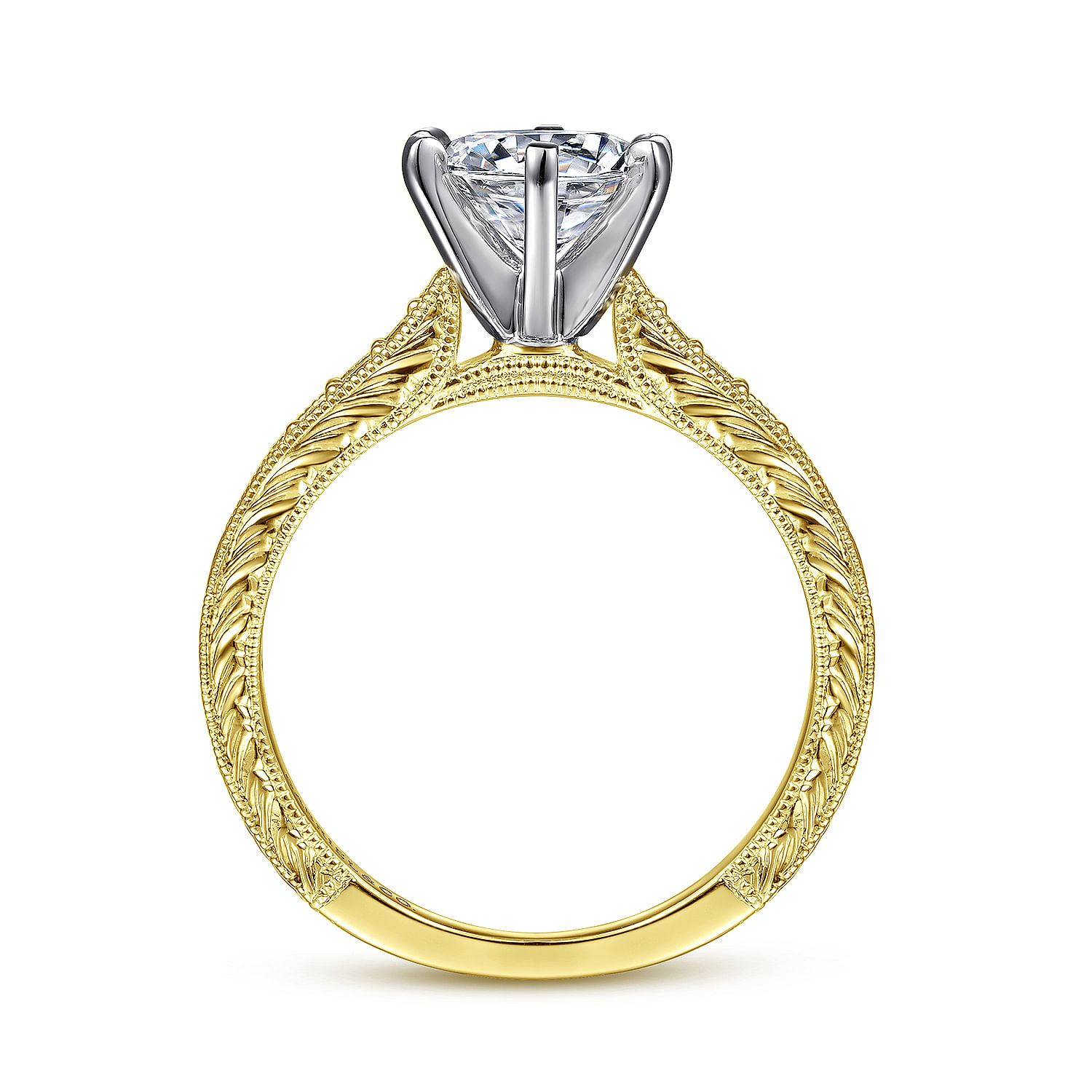 Kate 14k Yellow And White Gold Round Straight Engagement Ring angle 2 Kate 14k Yellow And White Gold Round Straight Engagement Ring angle 2