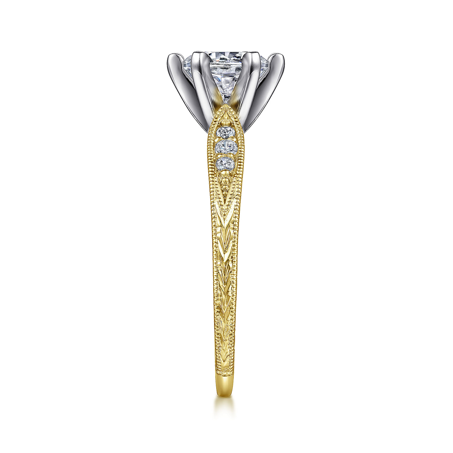 Kate 14k Yellow And White Gold Round Straight Engagement Ring angle 5 Kate 14k Yellow And White Gold Round Straight Engagement Ring angle 5