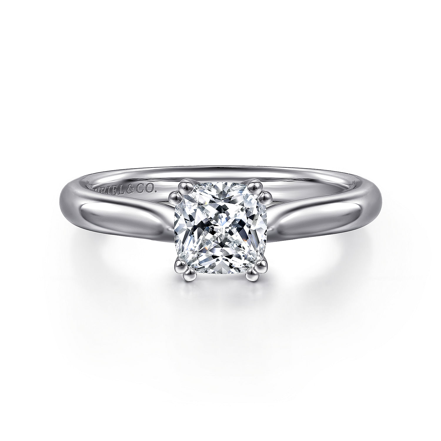 Lauren 14k White Gold Cushion Cut Solitaire Engagement Ring angle 1 Lauren 14k White Gold Cushion Cut Solitaire Engagement Ring angle 1