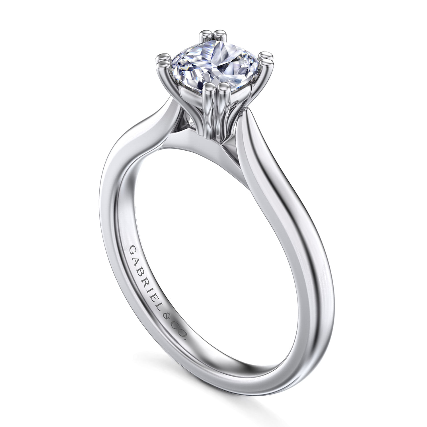 Lauren 14k White Gold Cushion Cut Solitaire Engagement Ring angle 3 Lauren 14k White Gold Cushion Cut Solitaire Engagement Ring angle 3