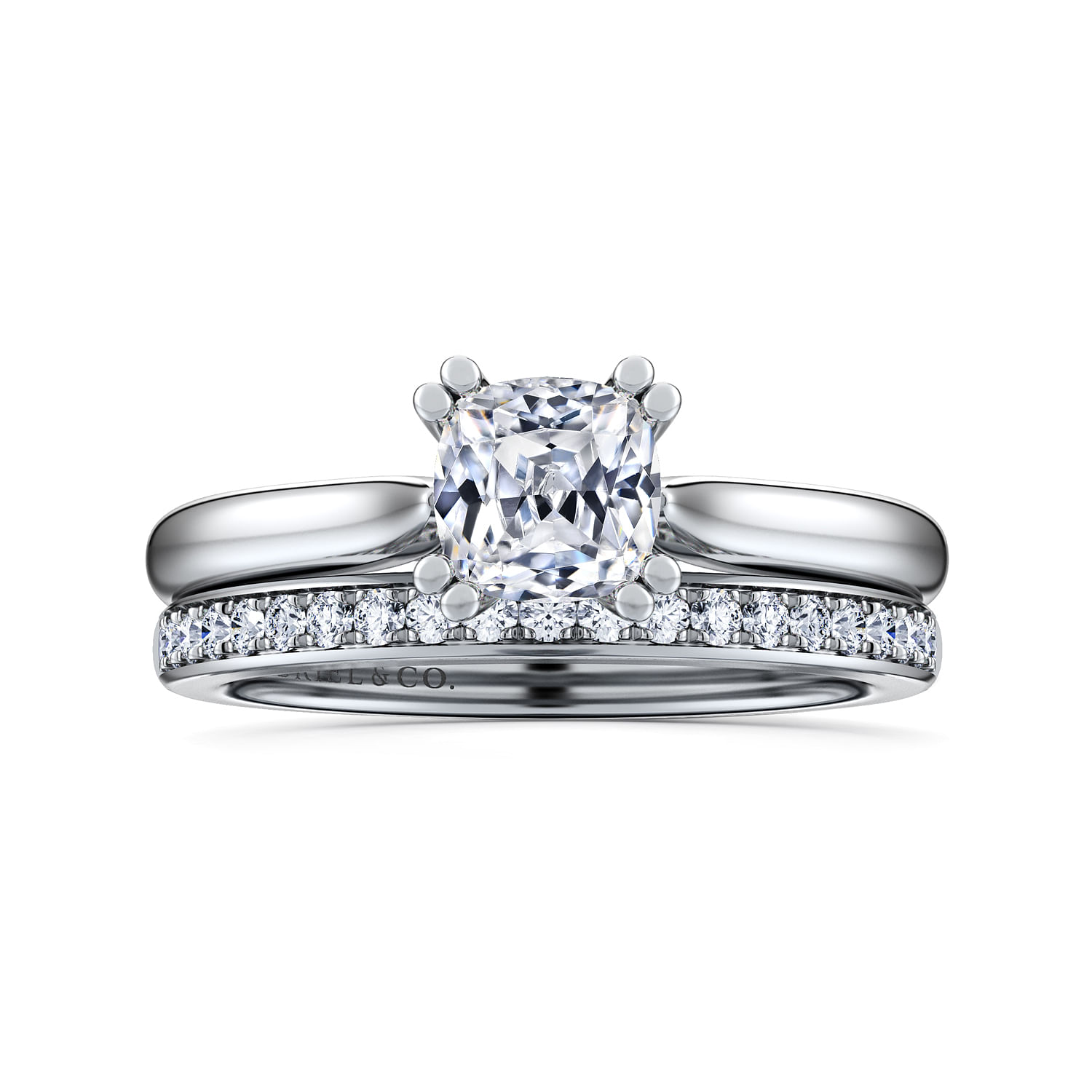 Lauren 14k White Gold Cushion Cut Solitaire Engagement Ring angle 4 Lauren 14k White Gold Cushion Cut Solitaire Engagement Ring angle 4