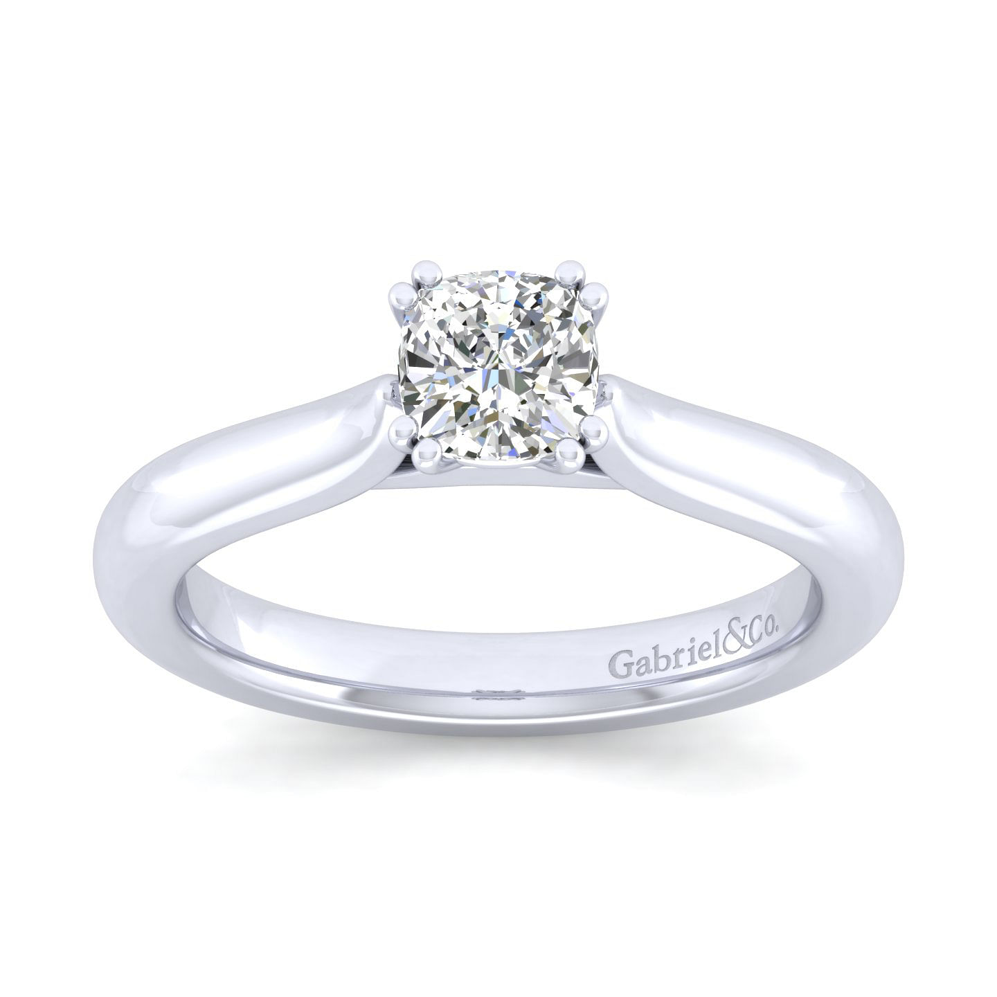 Lauren 14k White Gold Cushion Cut Solitaire Engagement Ring angle 5 Lauren 14k White Gold Cushion Cut Solitaire Engagement Ring angle 5