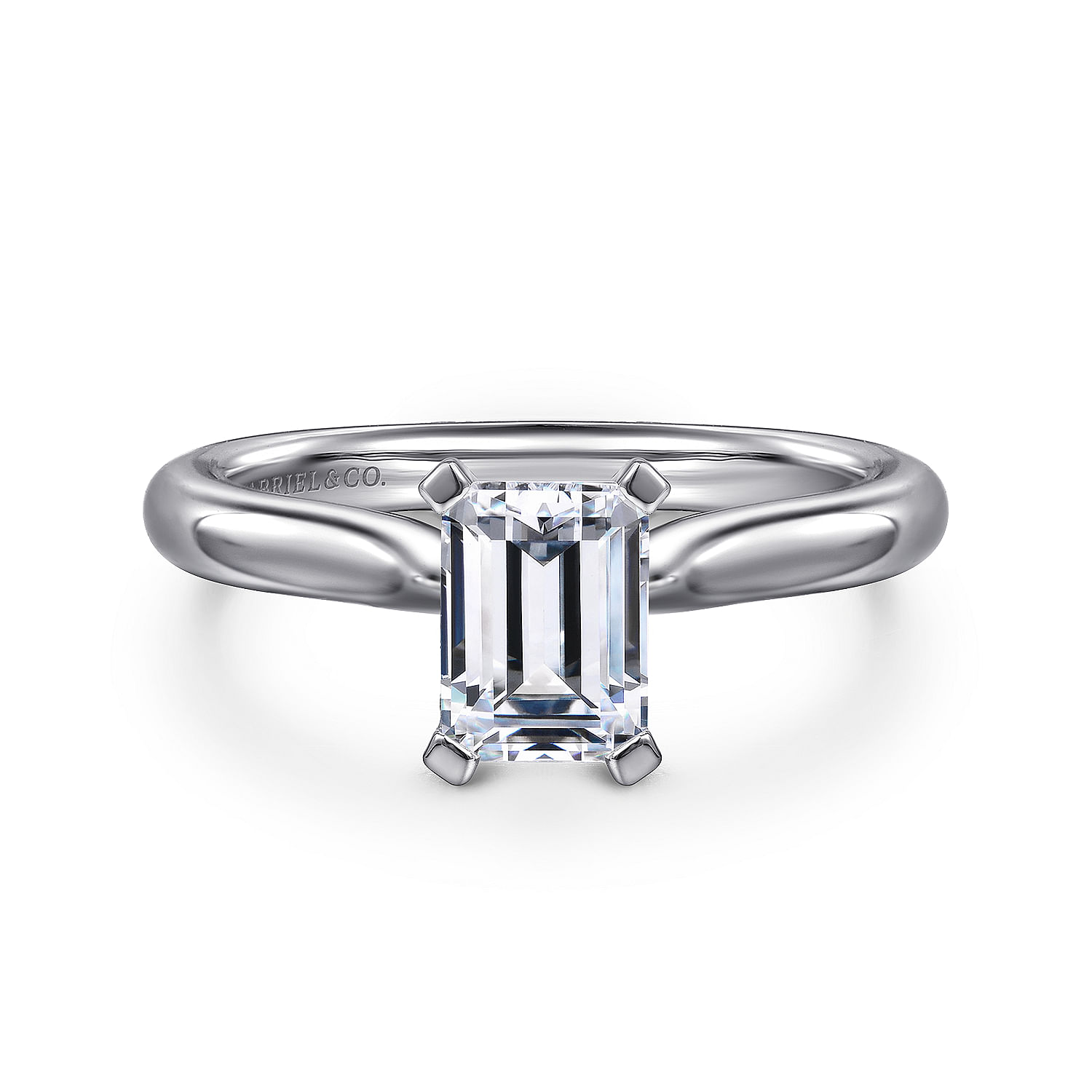 Lauren 14k White Gold Emerald Cut Solitaire Engagement Ring angle 1 Lauren 14k White Gold Emerald Cut Solitaire Engagement Ring angle 1