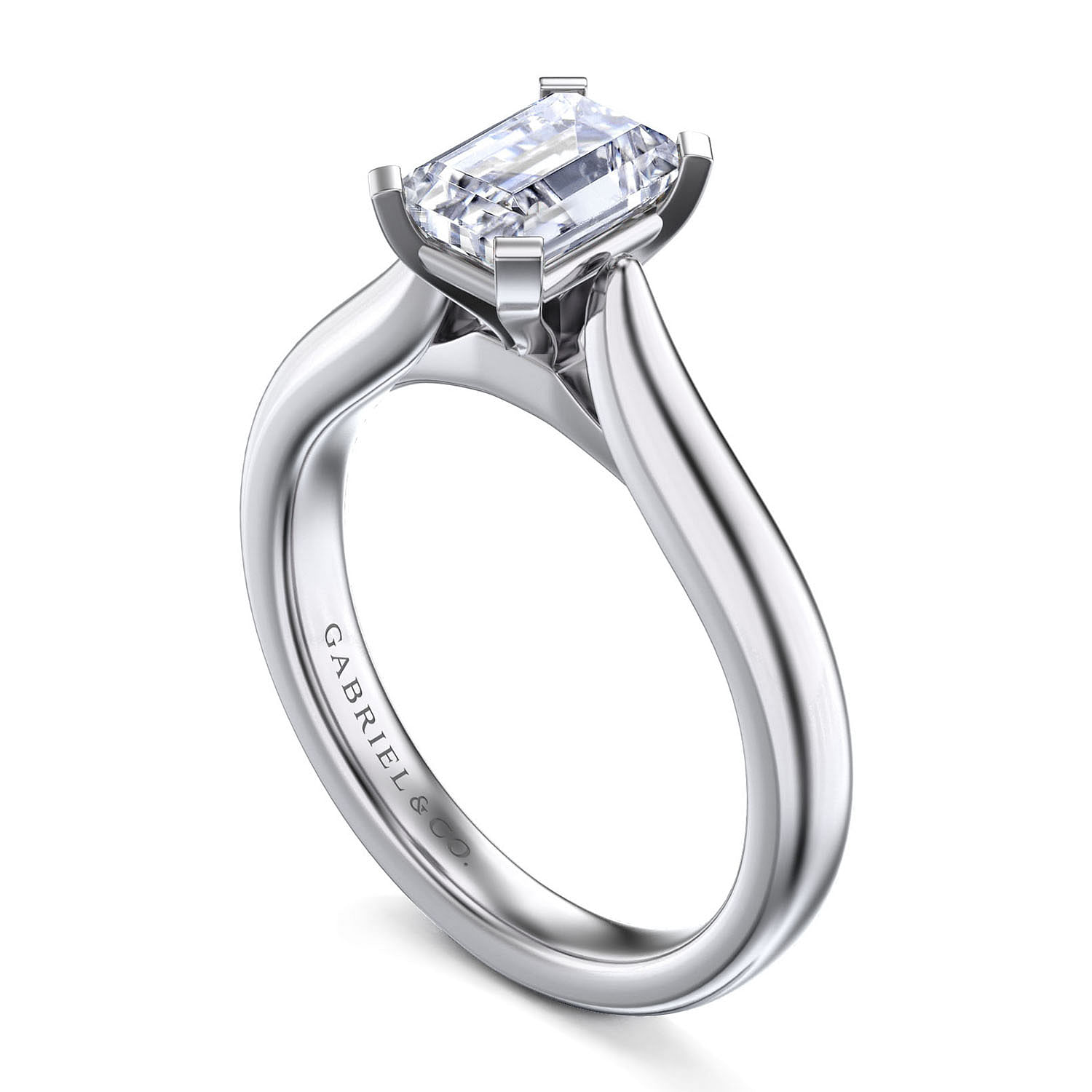 Lauren 14k White Gold Emerald Cut Solitaire Engagement Ring angle 3 Lauren 14k White Gold Emerald Cut Solitaire Engagement Ring angle 3