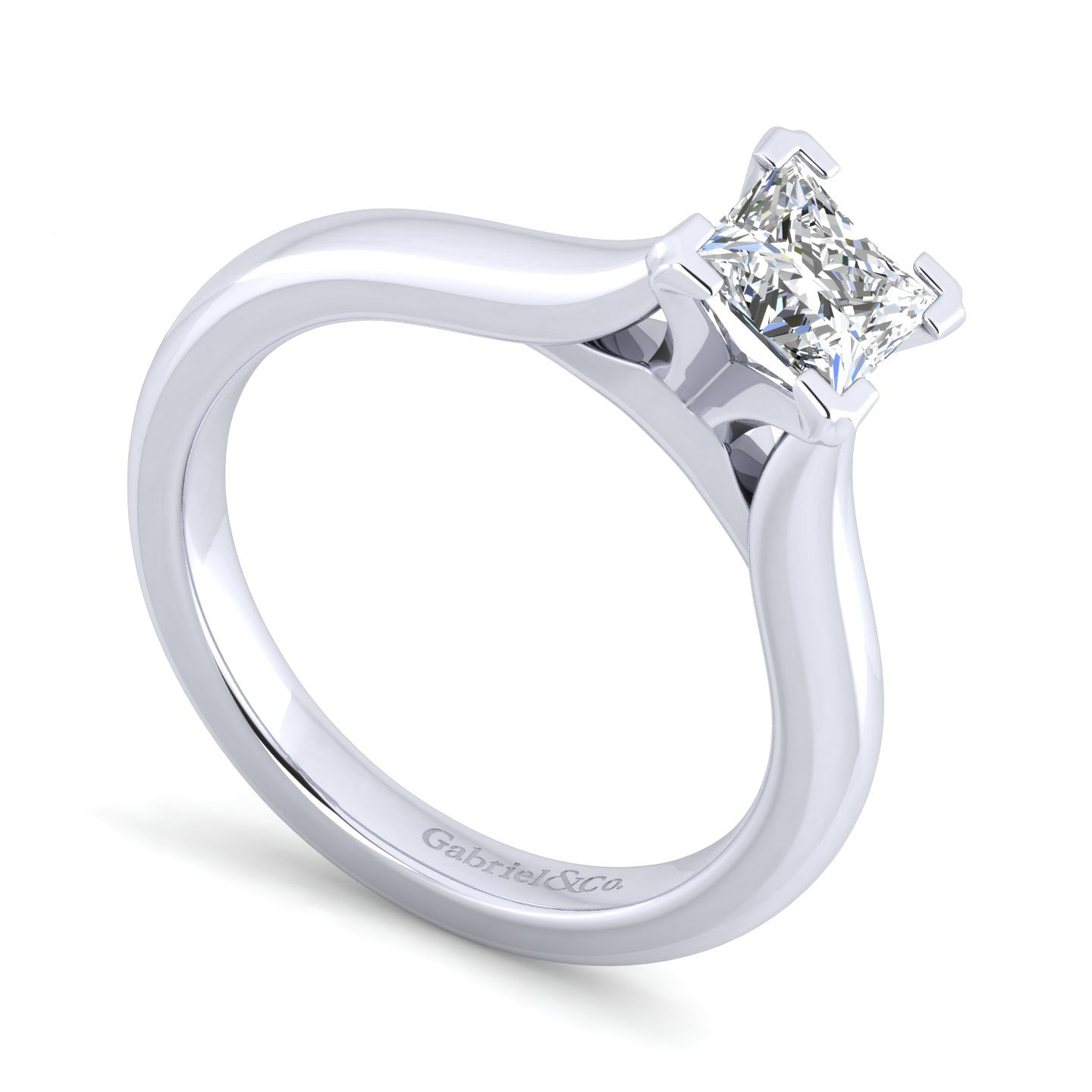 Lauren 14k White Gold Princess Cut Solitaire Engagement Ring angle 3 Lauren 14k White Gold Princess Cut Solitaire Engagement Ring angle 3