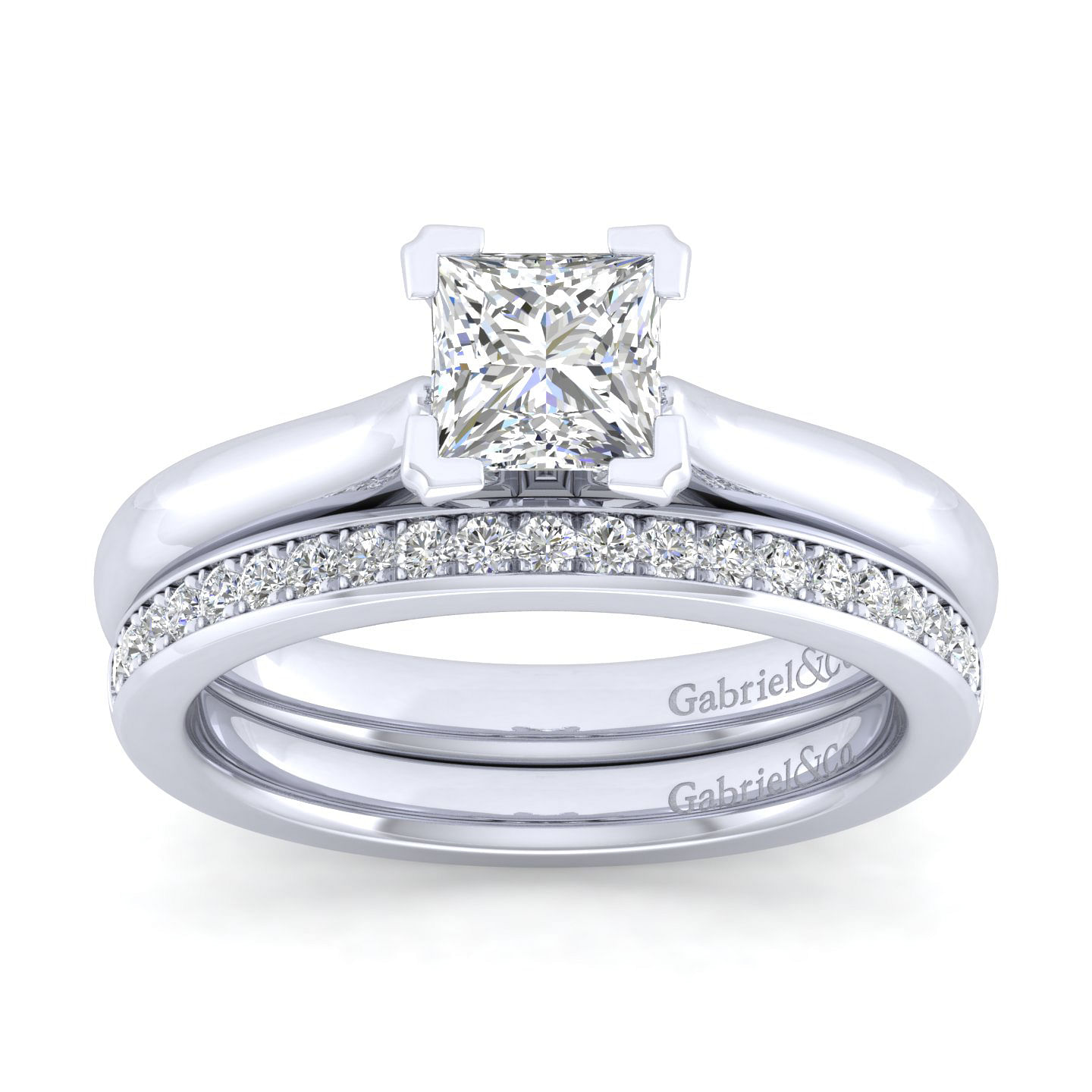 Lauren 14k White Gold Princess Cut Solitaire Engagement Ring angle 4 Lauren 14k White Gold Princess Cut Solitaire Engagement Ring angle 4