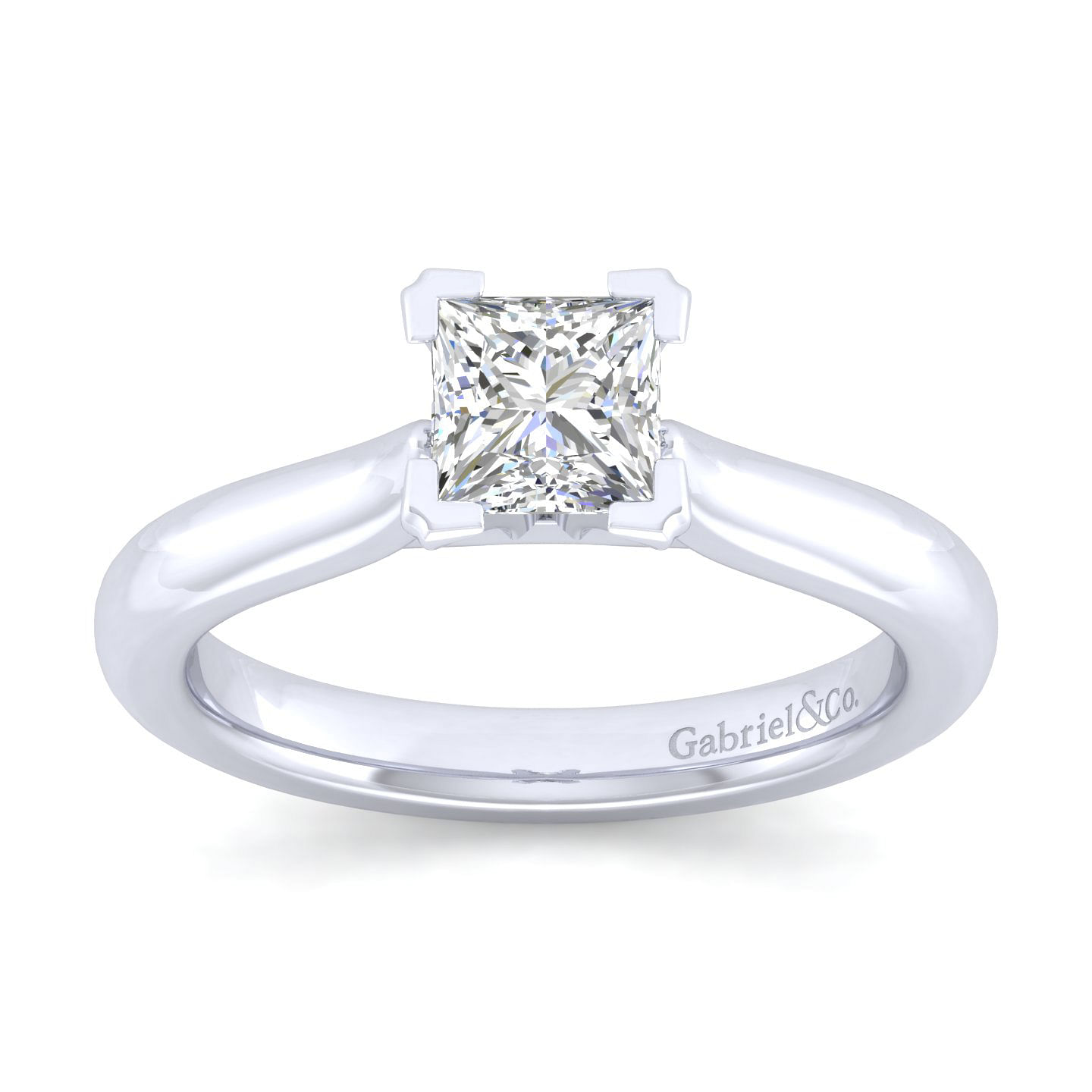 Lauren 14k White Gold Princess Cut Solitaire Engagement Ring angle 5 Lauren 14k White Gold Princess Cut Solitaire Engagement Ring angle 5