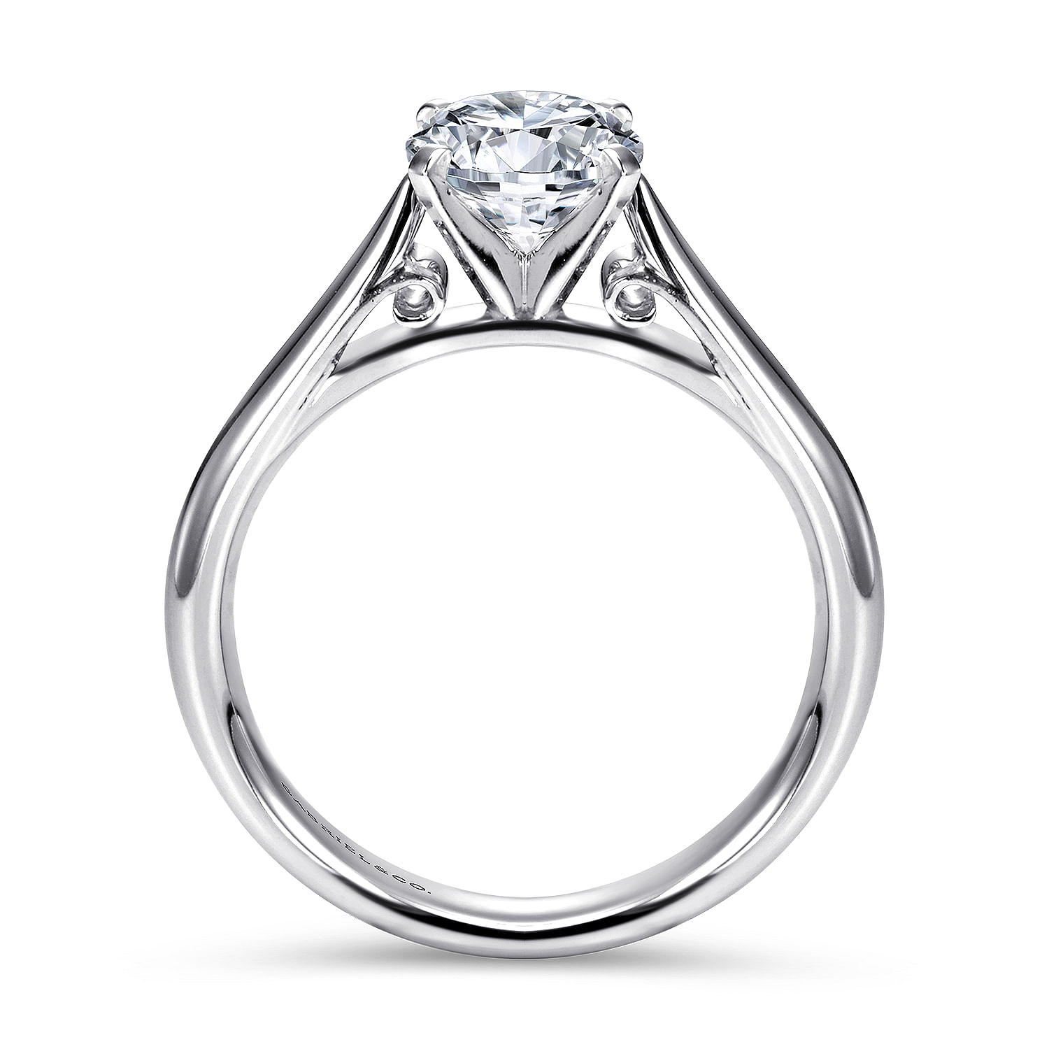 Leah 14k White Gold Round Solitaire Engagement Ring angle 2 Leah 14k White Gold Round Solitaire Engagement Ring angle 2
