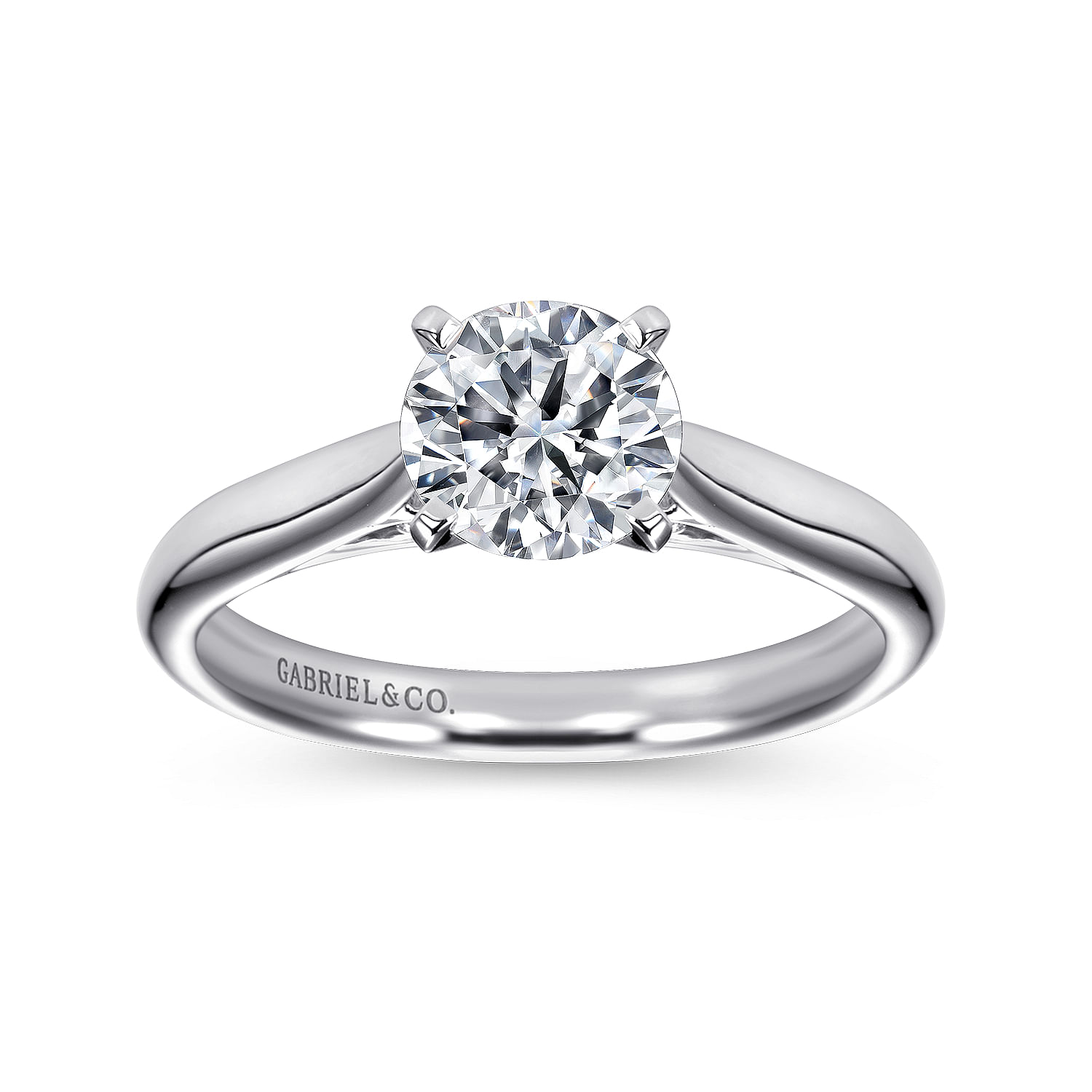 Leah 14k White Gold Round Solitaire Engagement Ring angle 5 Leah 14k White Gold Round Solitaire Engagement Ring angle 5