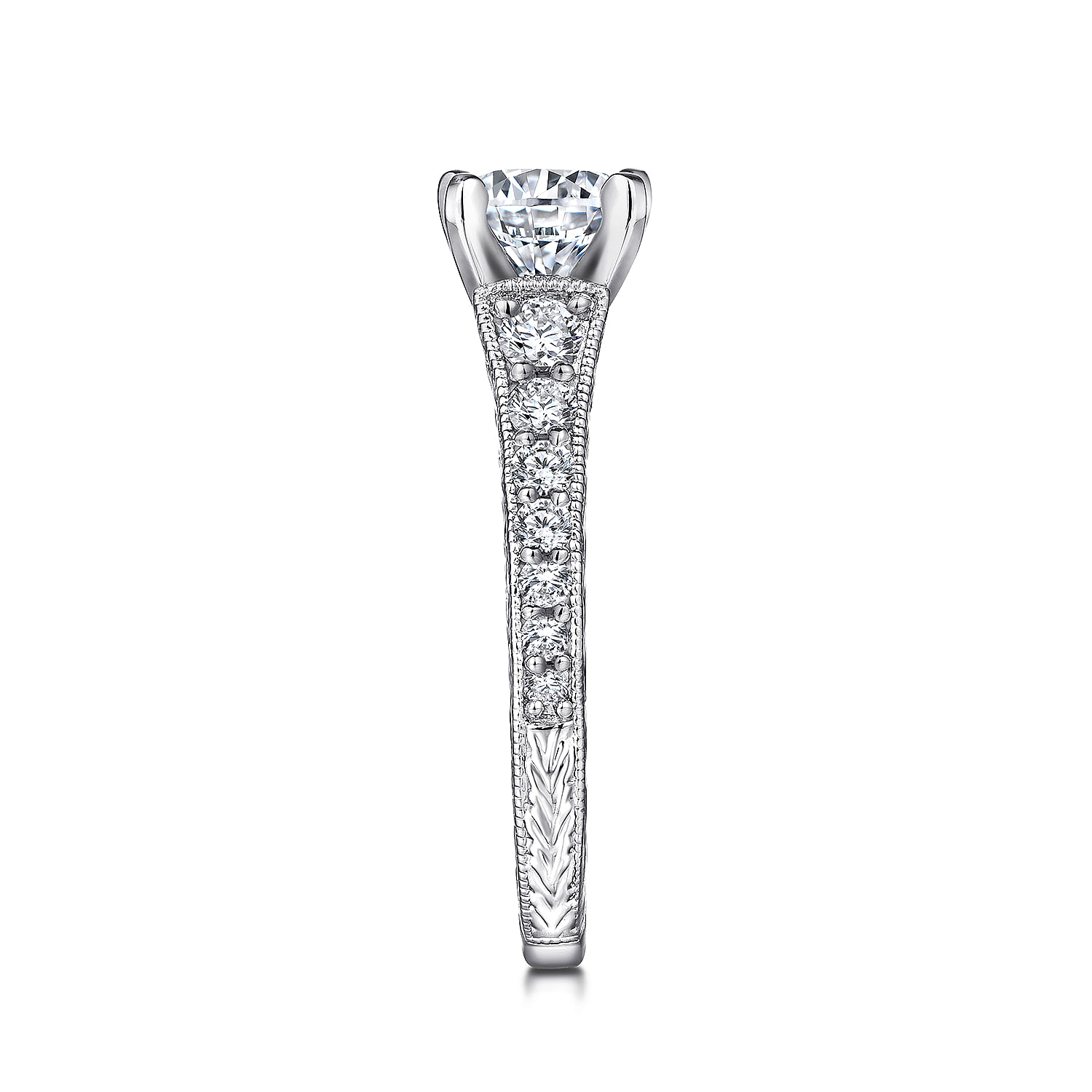 Lisette 14k White Gold Round Straight Engagement Ring angle 5 Lisette 14k White Gold Round Straight Engagement Ring angle 5