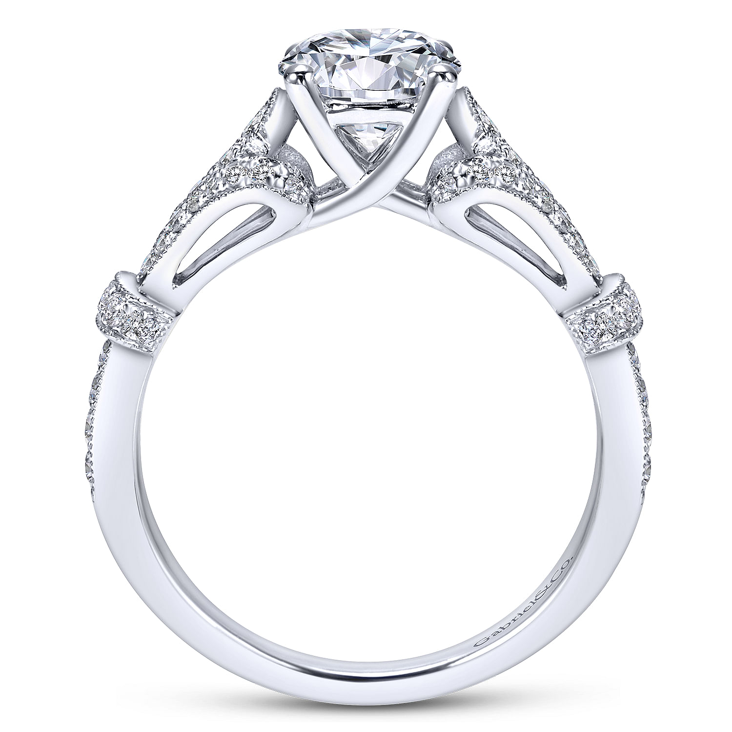 Lucille 14k White Gold Round Straight Engagement Ring angle 2 Lucille 14k White Gold Round Straight Engagement Ring angle 2